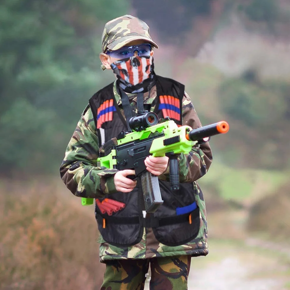 EXTSUD Zestaw 2 kamizelek taktycznych dla dzieci, kurtka taktyczna, zestaw do pistoletów Nerf N-Strike Elite, Kids Tactical Vest für Nerf Zubehör Set