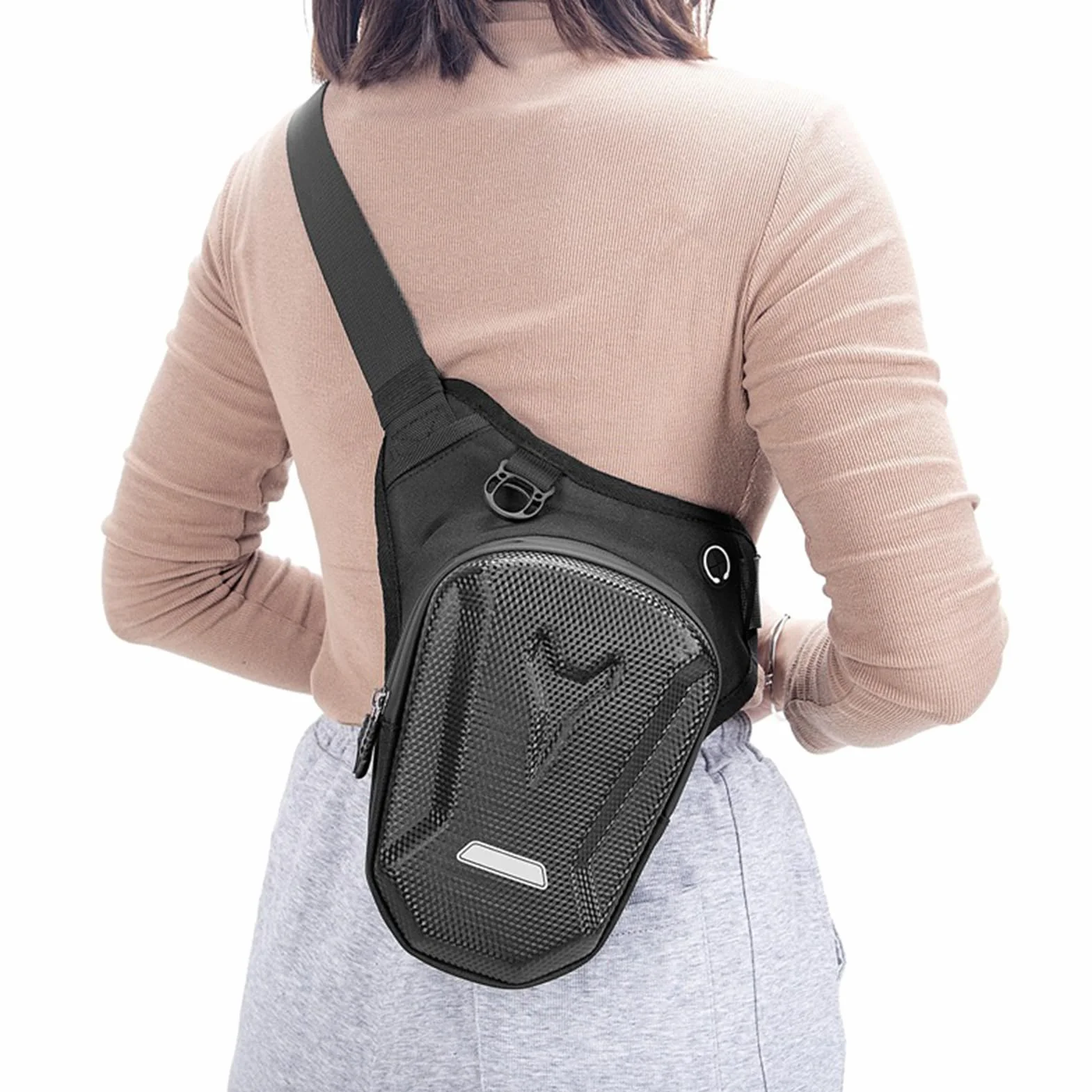 torba na biodra i brzuch 2 w 1, torba na udo, torba na motocykl, torba na nogę dla mężczyzn i kobiet, torba na nogę z twardym uchwytem, do jazdy na motocyklu, jazdy konnej, wędkarstwa (czarny