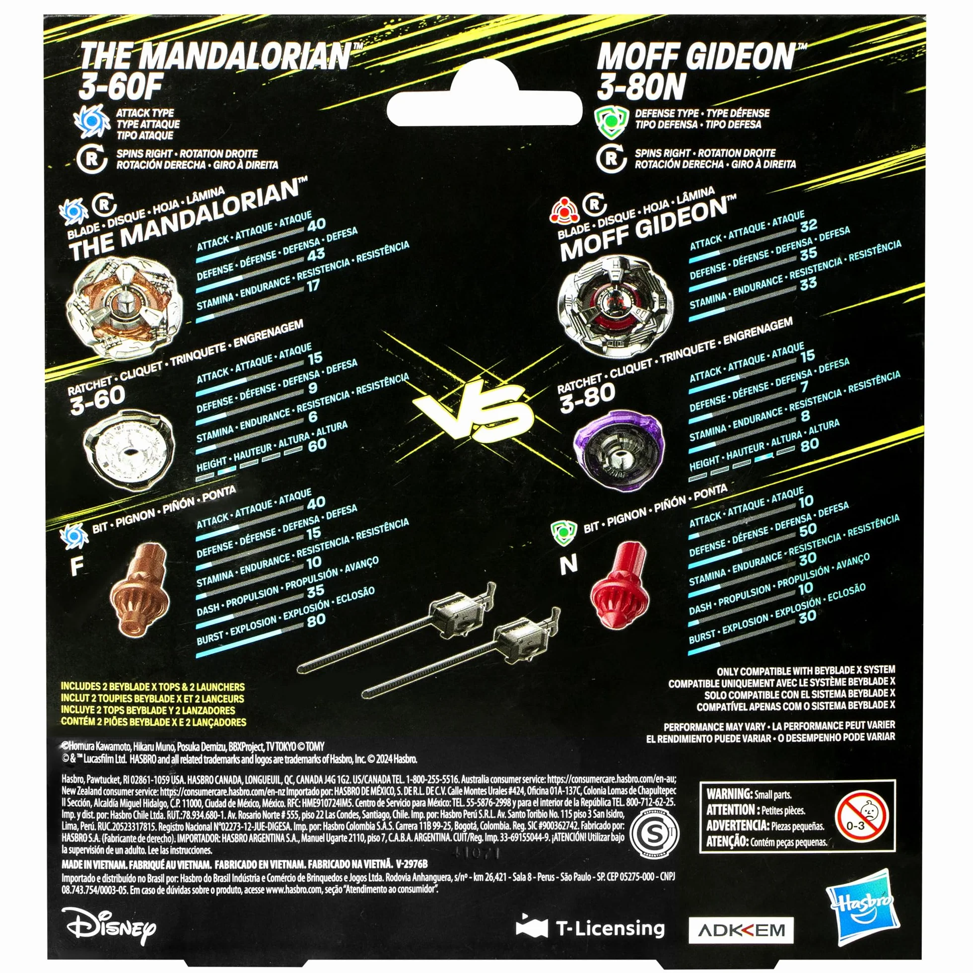 Wielopak Beyblade X i Gwiezdne wojny Collab The Mandalorian 3-60F kontra Moff Gideon 3-80N