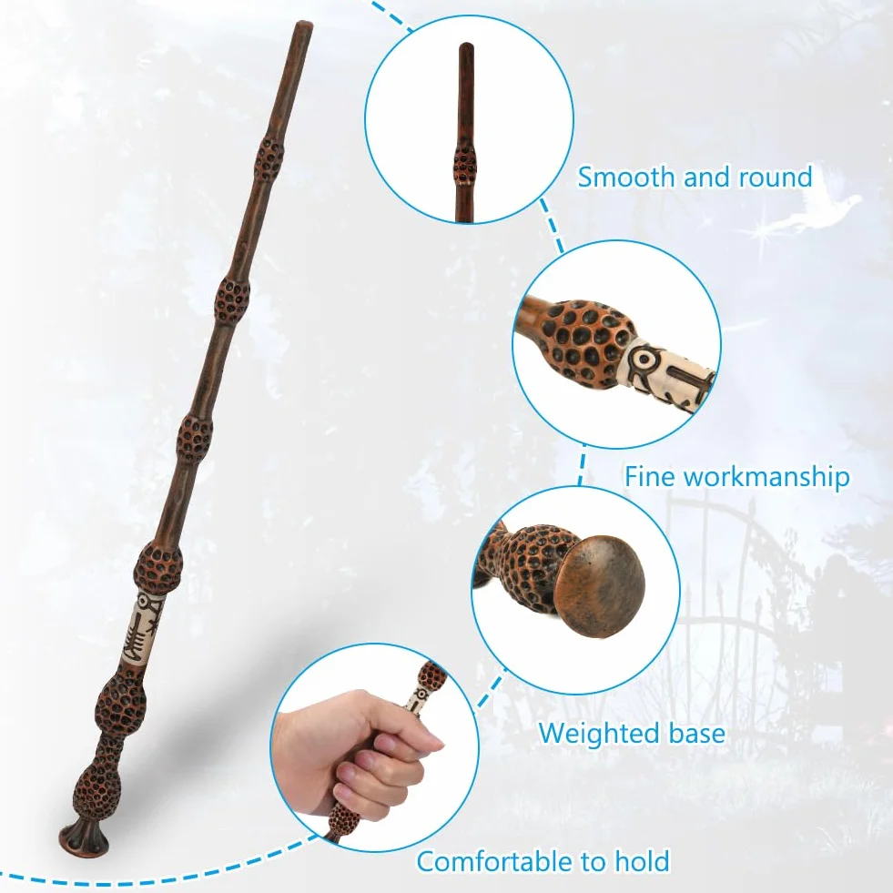 Aomig Luksusowa magiczna różdżka dźwięku i światła, Patronus, 31 cm, dla dzieci 6+, prezent kolekcjonerski