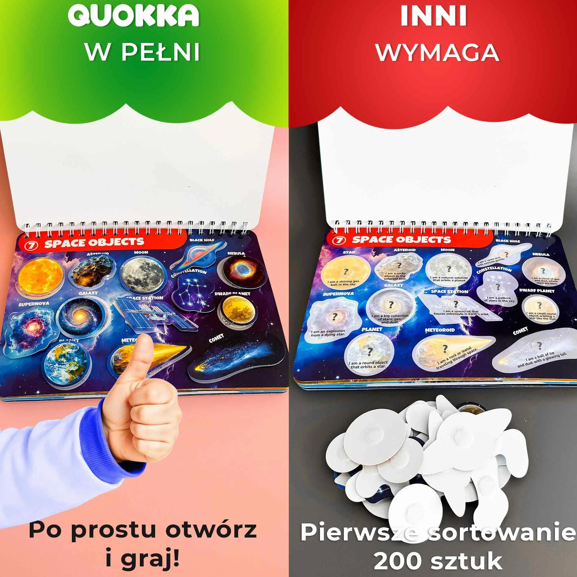 QUOKKA Zabawki Montessori Od 3 Do 4 Lat - Wersja Angielska – Książki Edukacyjne Dla Dzieci Od 3 Lat – 15 Aktywności Edukacyjnych Na Temat Układu Słonecznego – Aktywności W Podróży Samochodem