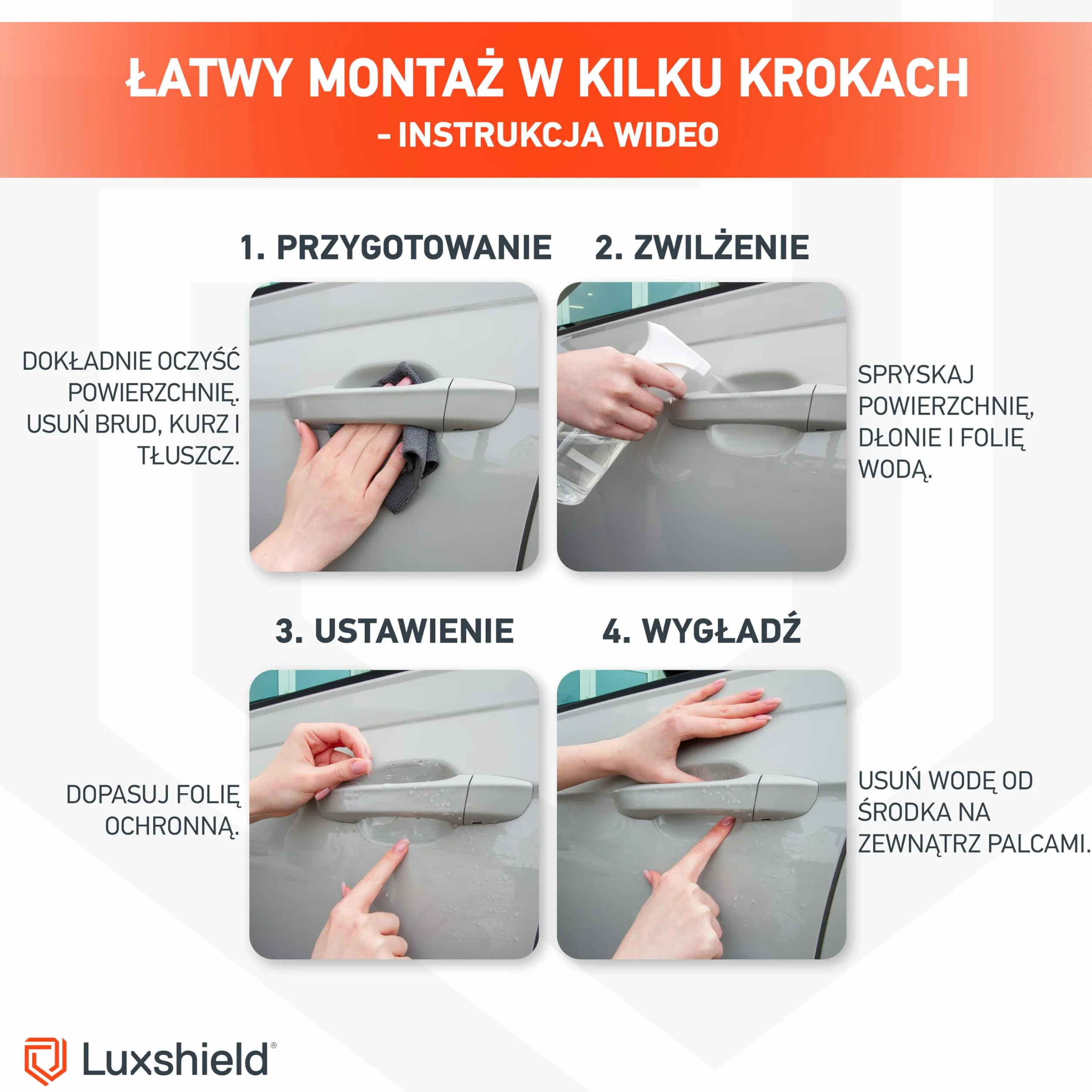 Luxshield folia ochronna na klamki kompatybilny z Mazda CX-60 I 2022-2026 - ochrona przed zarysowaniami, folia ochronna na lakier – przezroczysta błyszcząca