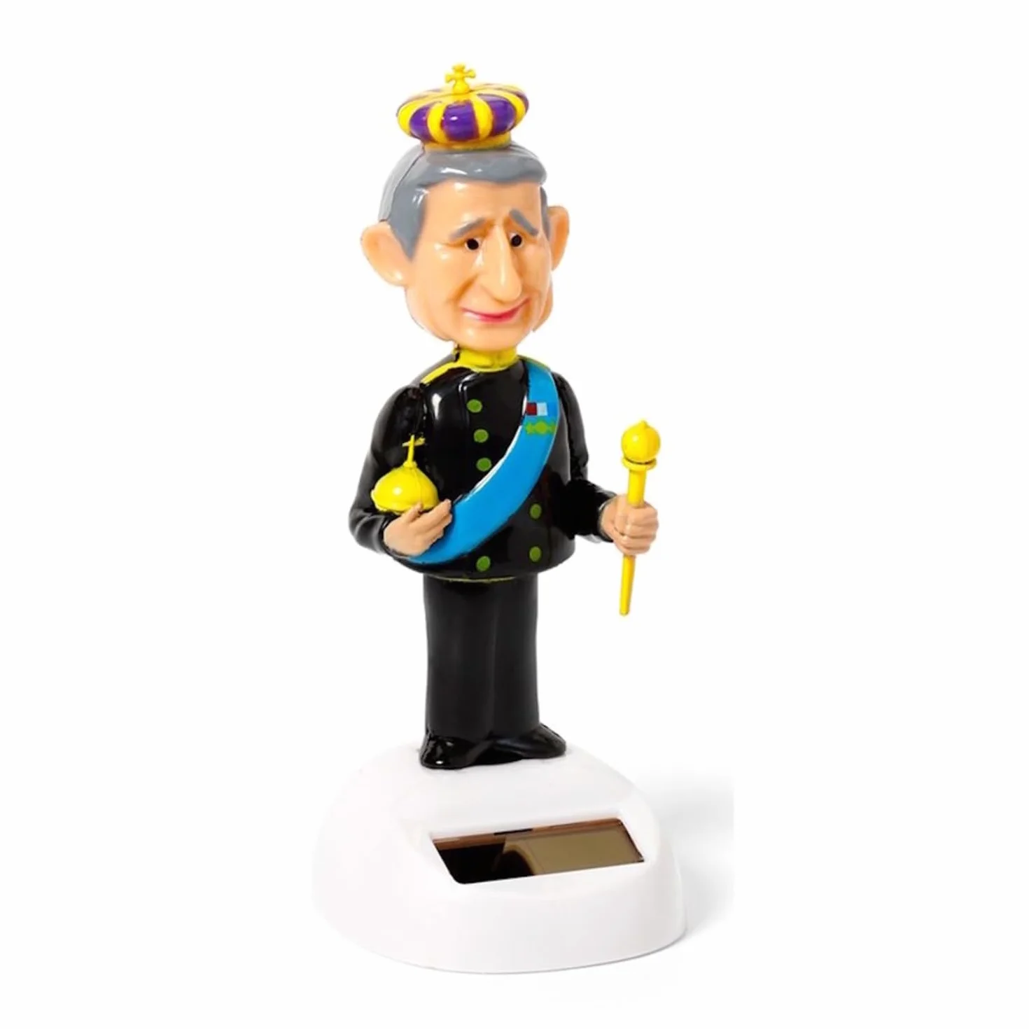 Puckator LTD. King Charles solarna figurka króla czarna/żółta/niebieska, z nadrukiem, 100% tworzywo sztuczne