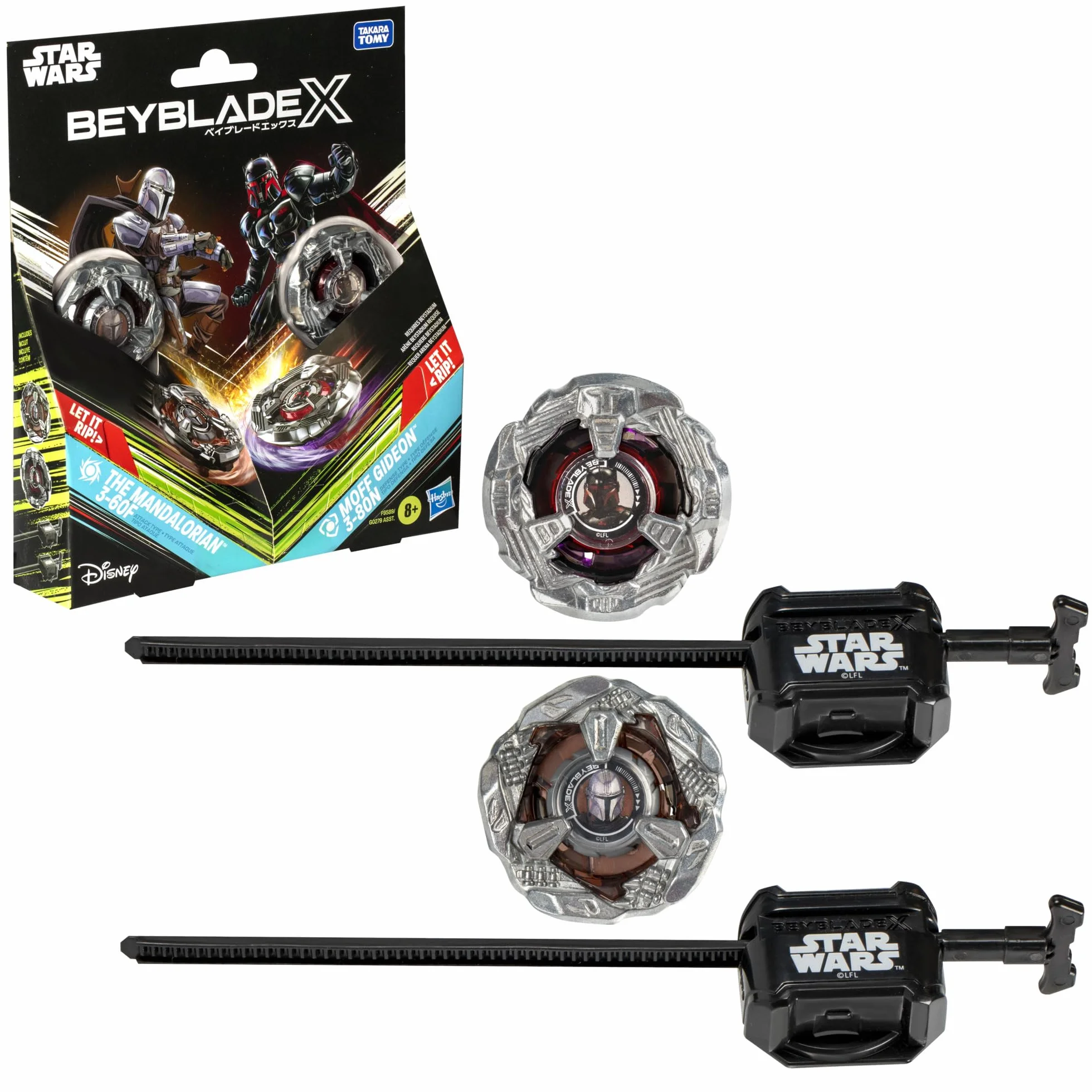 Wielopak Beyblade X i Gwiezdne wojny Collab The Mandalorian 3-60F kontra Moff Gideon 3-80N