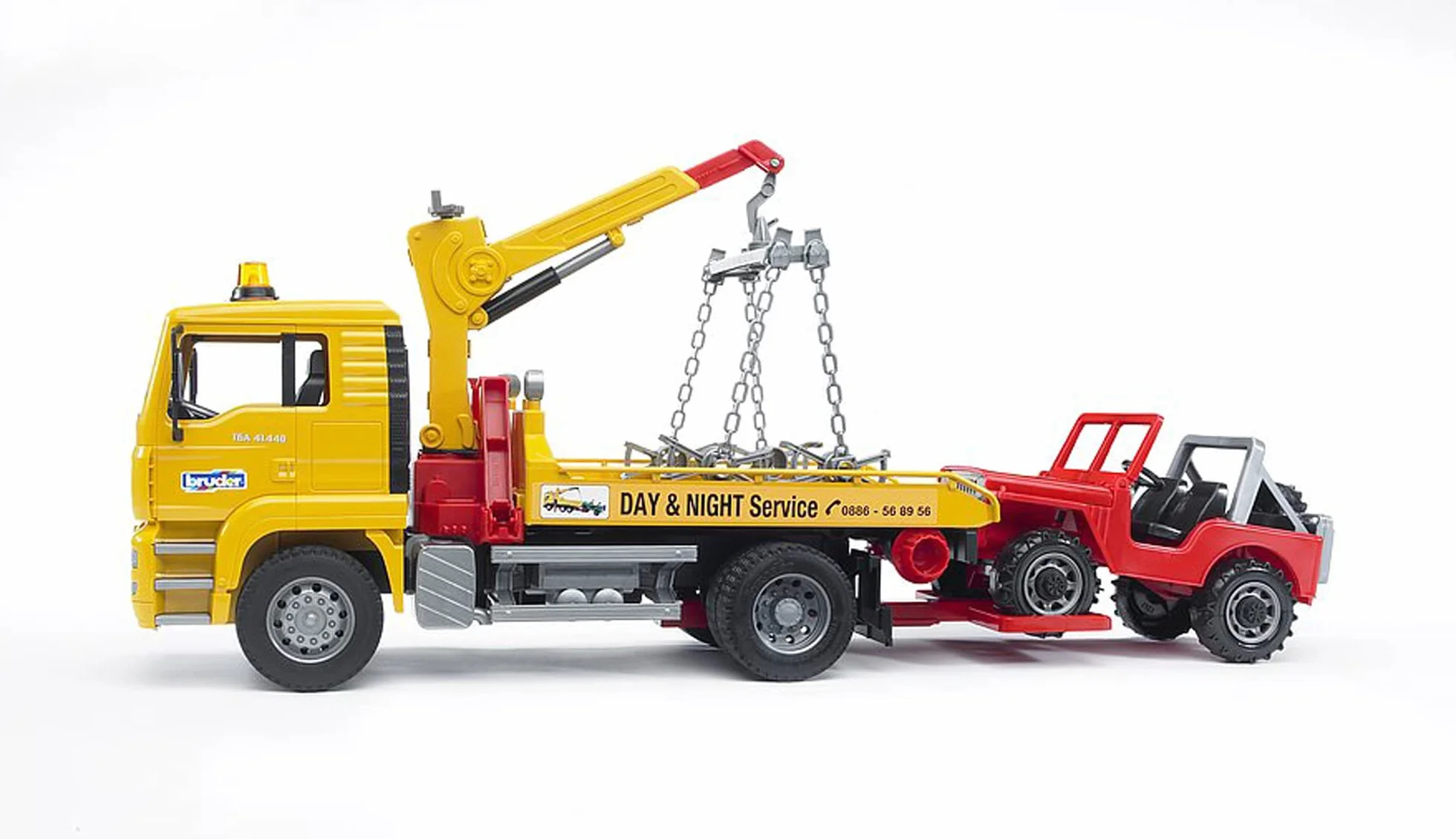 bruder 02750 - Man TGA Ciężarówka ratownicza z napędem 4x4 - 1:16 Ciężarówka ratownicza, laweta, pojazd, ciężarówka, samochód, jeep, warsztat, 4x4