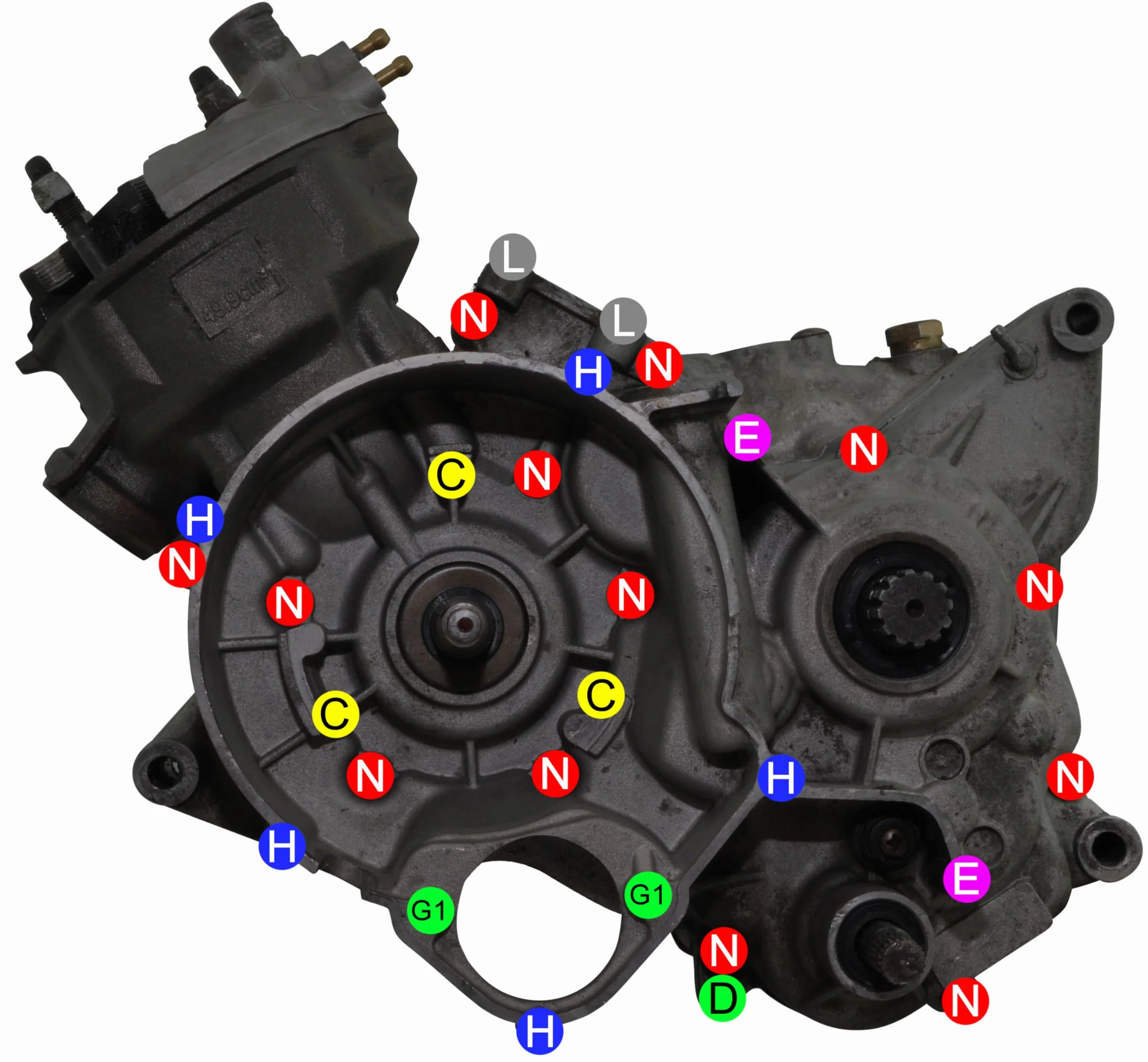 Easyboost Kompletny zestaw wkrętów 53 śruby CHC stal ocynkowana do silnika AM6 Moto 50 cm3 MBK Xlimit Xpower DT Aprilia RS XP6-XPS Beta Rieju TZR Sherco