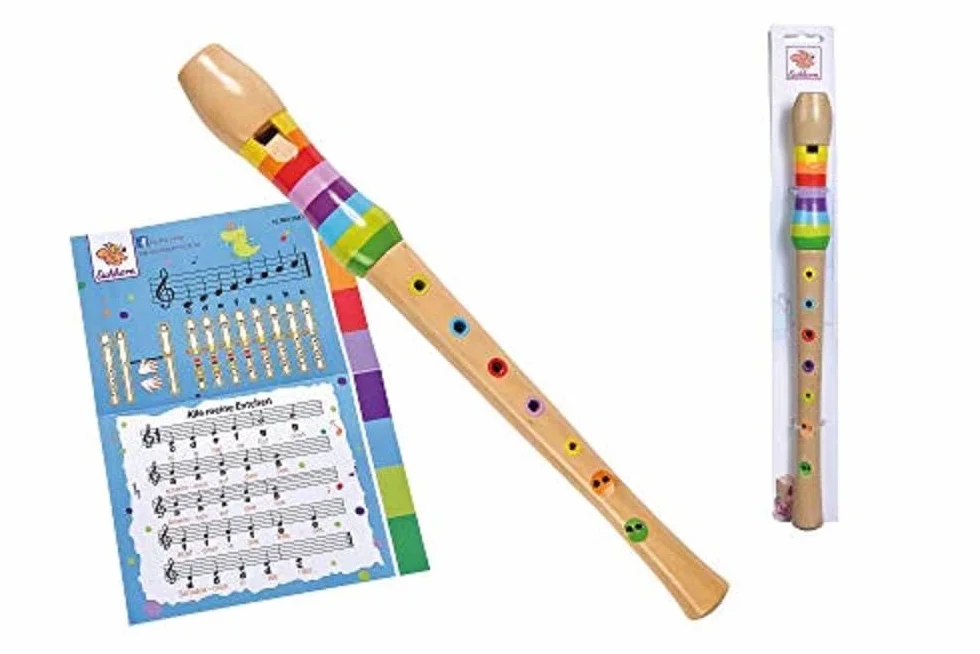 Eichhorn 100003481 Drewniany Flet z nutami 32 cm, natutalny materiał i wzornictwo przyjazne dla dzieci, instrument drewniany przeznaczony dla dzieci od 4 lat