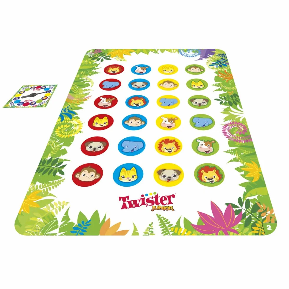 Junior Twister Game, odwracalna mata przygodowa w dżungli, 2 gry w 1, gra grupowa dla 2-4 graczy