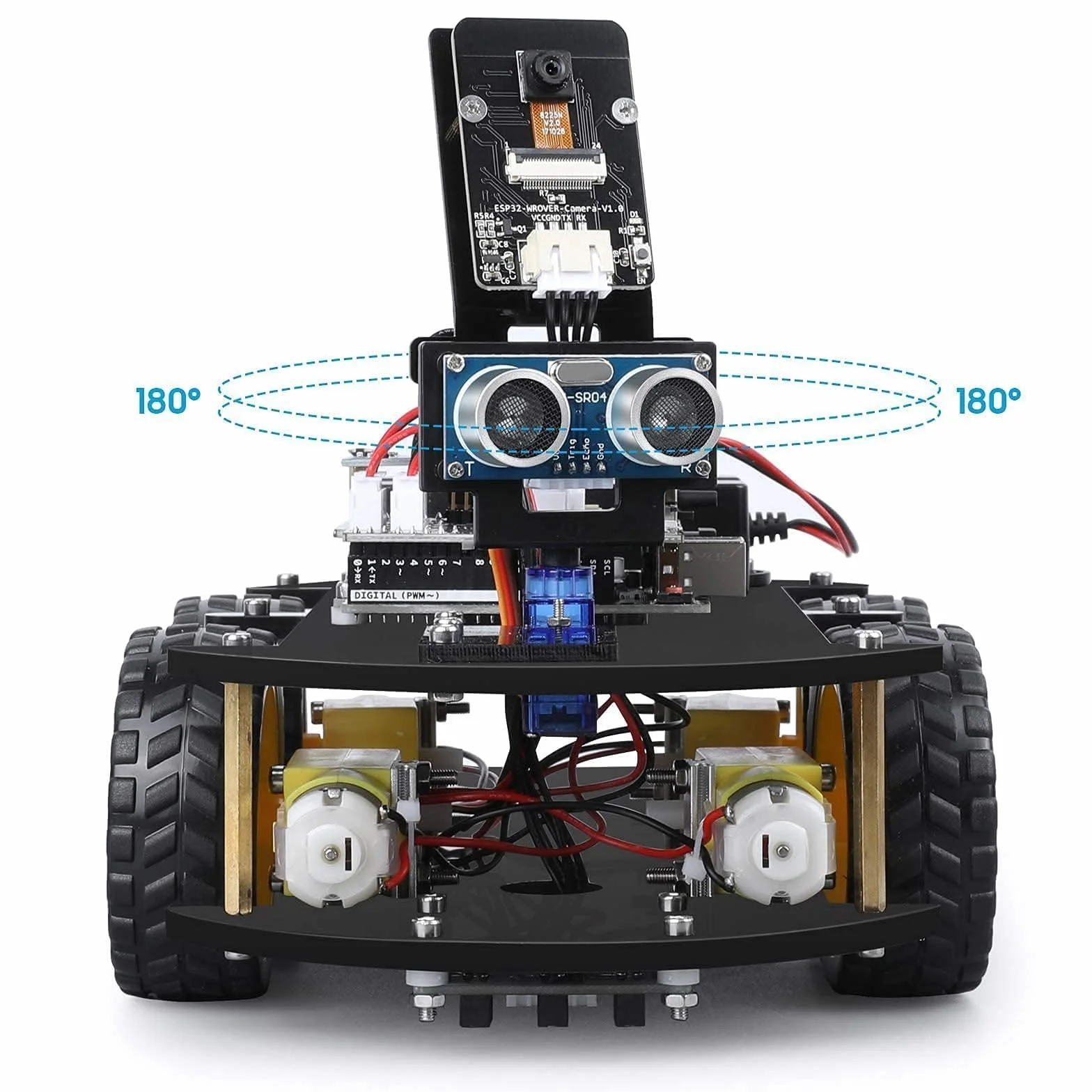 ELEGOO Inteligentny Zestaw Samochodowy Robota V4.0 Kompatybilny z Arduino IDE, Zestaw do Budowy Elektroniki z Kamerą, UNO R3, Moduł Bluetooth, Zabawki-Roboty Samochodowe dla Dzieci