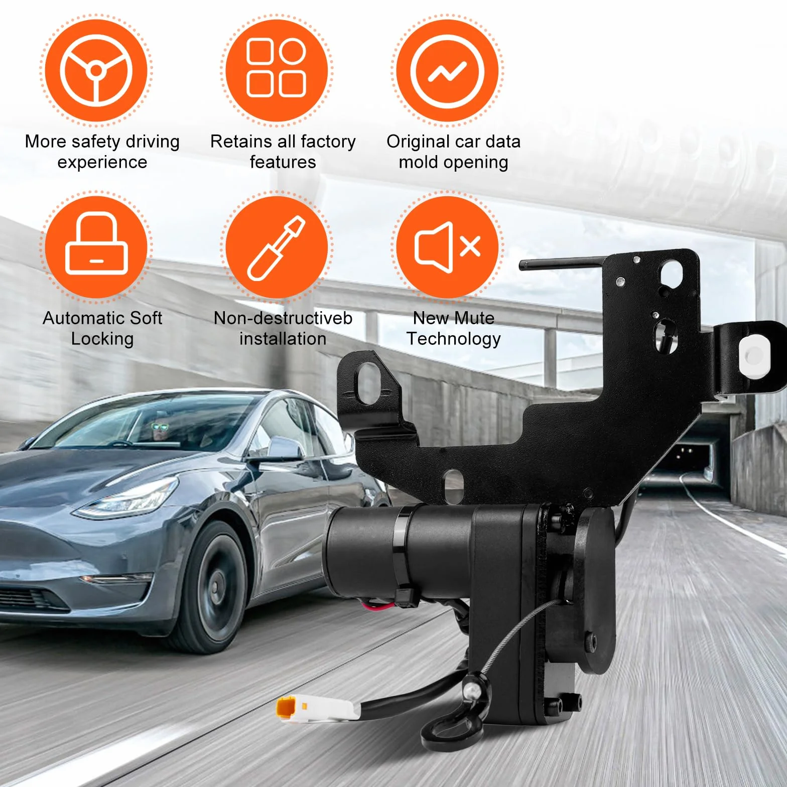 Front Power Frunk Soft Closing, Power Frunk Soft Closing do TSL Model Y 2021-2024 Trunk Auto Close, elektryczna osłona ssania automatycznego zamykania zamka (model Y 2021-2024)