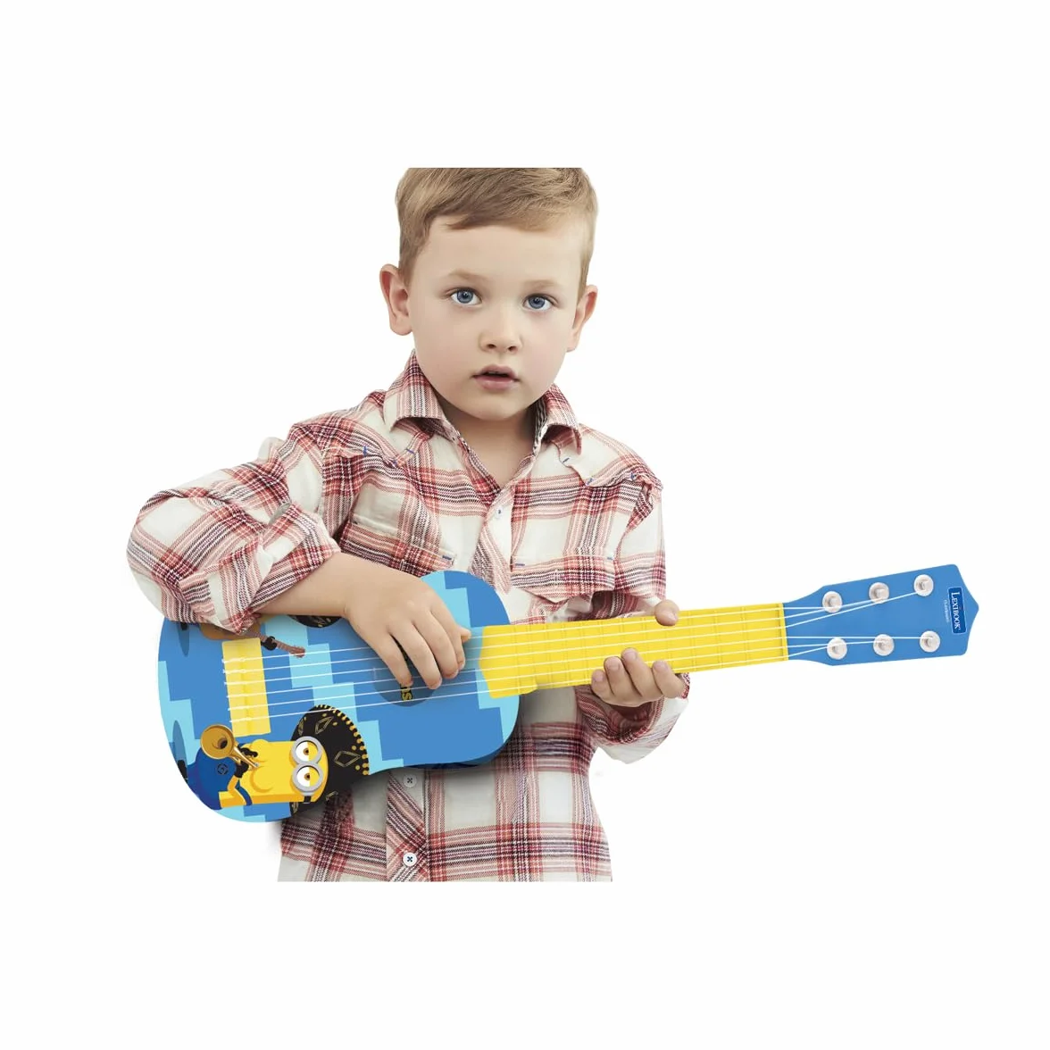 Lexibook, Mój ulubiony złoczyńca, Minionki, Moja pierwsza gitara, 6 strun nylonowych, 53 cm, przewodnik w zestawie, niebieski/żółty, K200DES