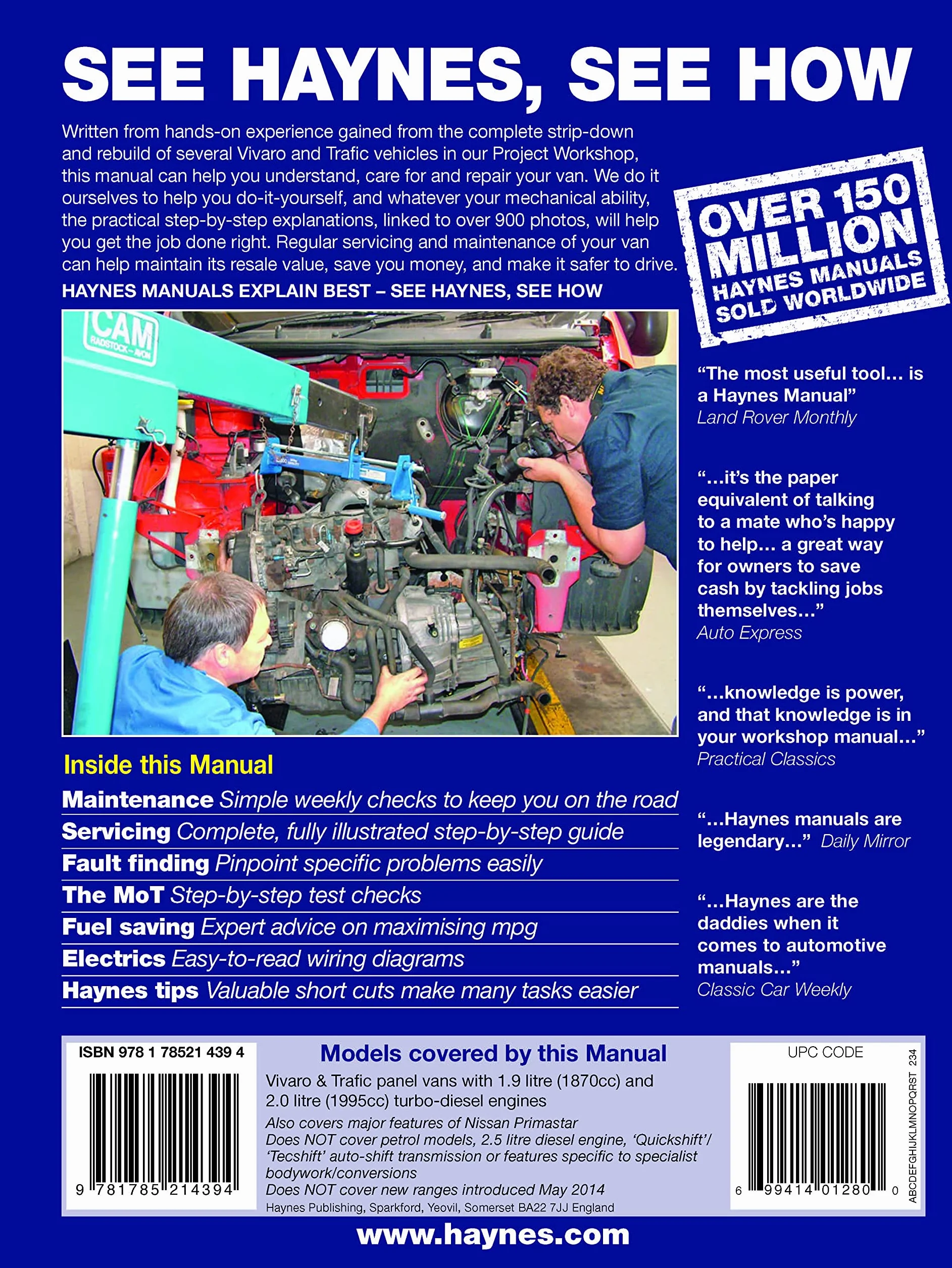 Vauxhall/Opel Vivaro & Renault Trafic Diesel (May '01 to Apr '14 (Y to 14 reg)