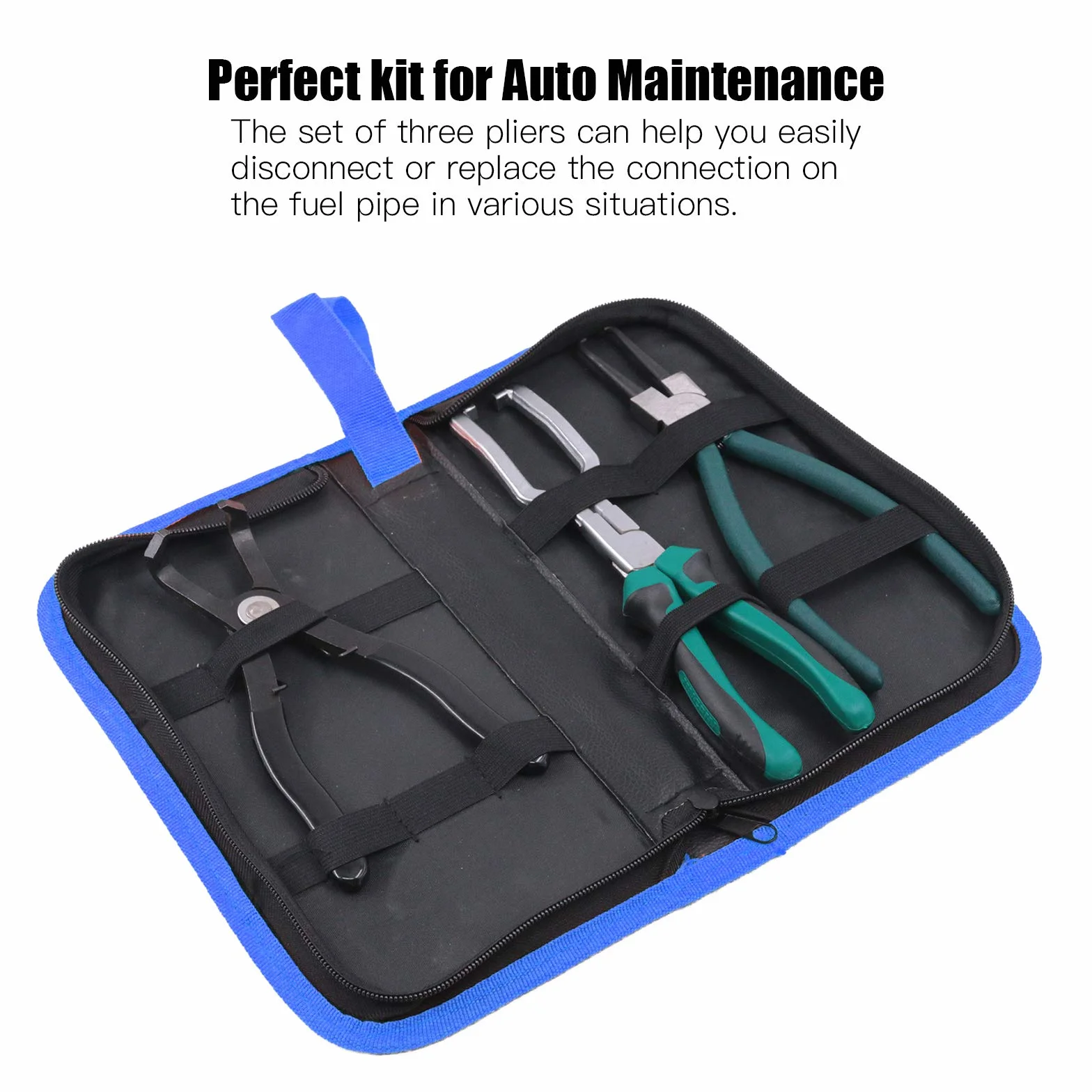 Glarks Zestaw 3 szt. Fuel Line Pliers Set 9 Inch Fuel Filter Caliper Pants Pipe Clamp Clip and 80 Degree Disconnect Pliers Set for Auto Maintenance