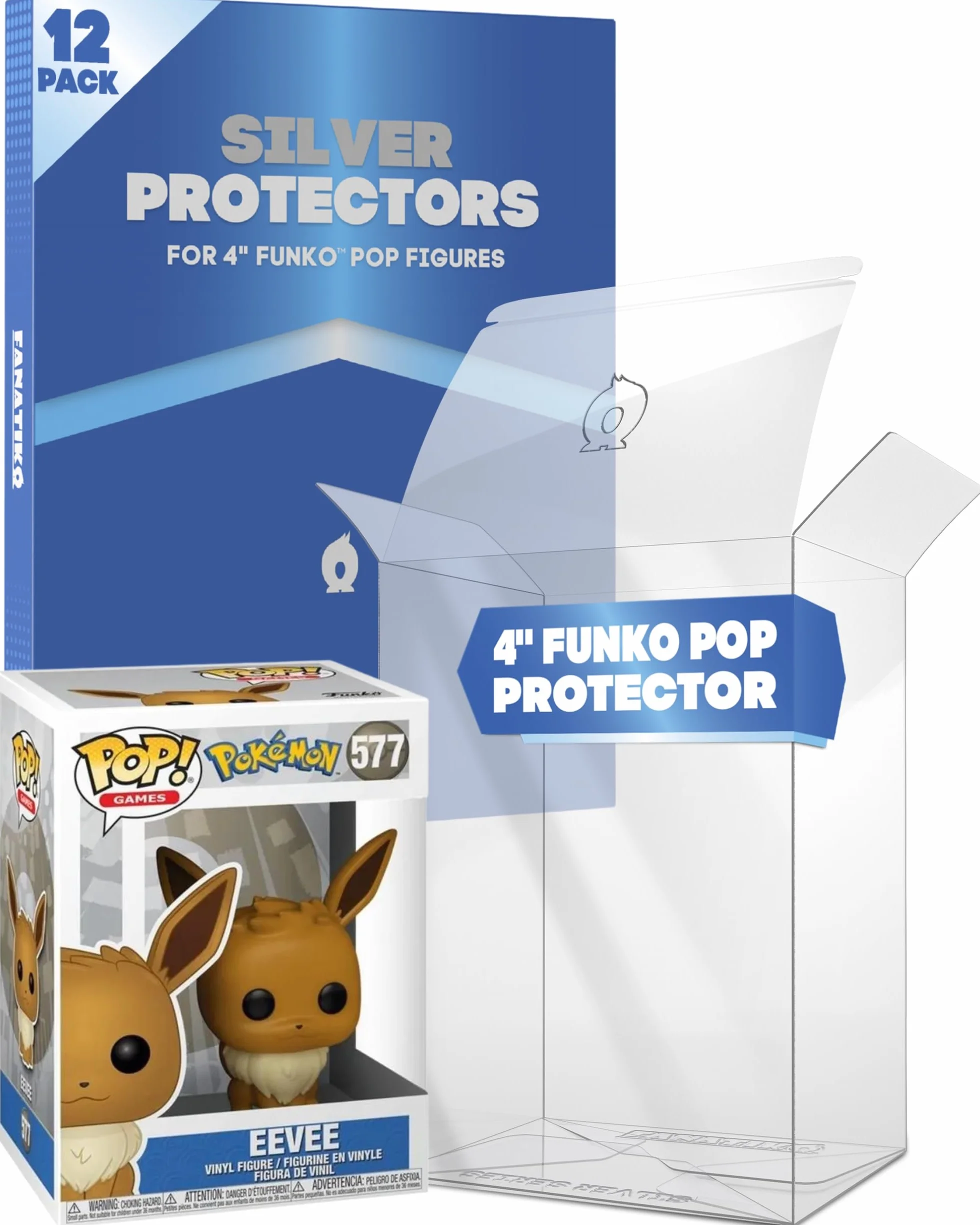 Zestaw 12 Srebrnych Ochraniaczy na Funko Pop 4" – Etui Ochronne Funko Pop o Grubości 0,4 mm – Utrzymaj Swoją Kolekcję w Idealnym Stanie dzięki Folii Przeciwzarysowaniowej