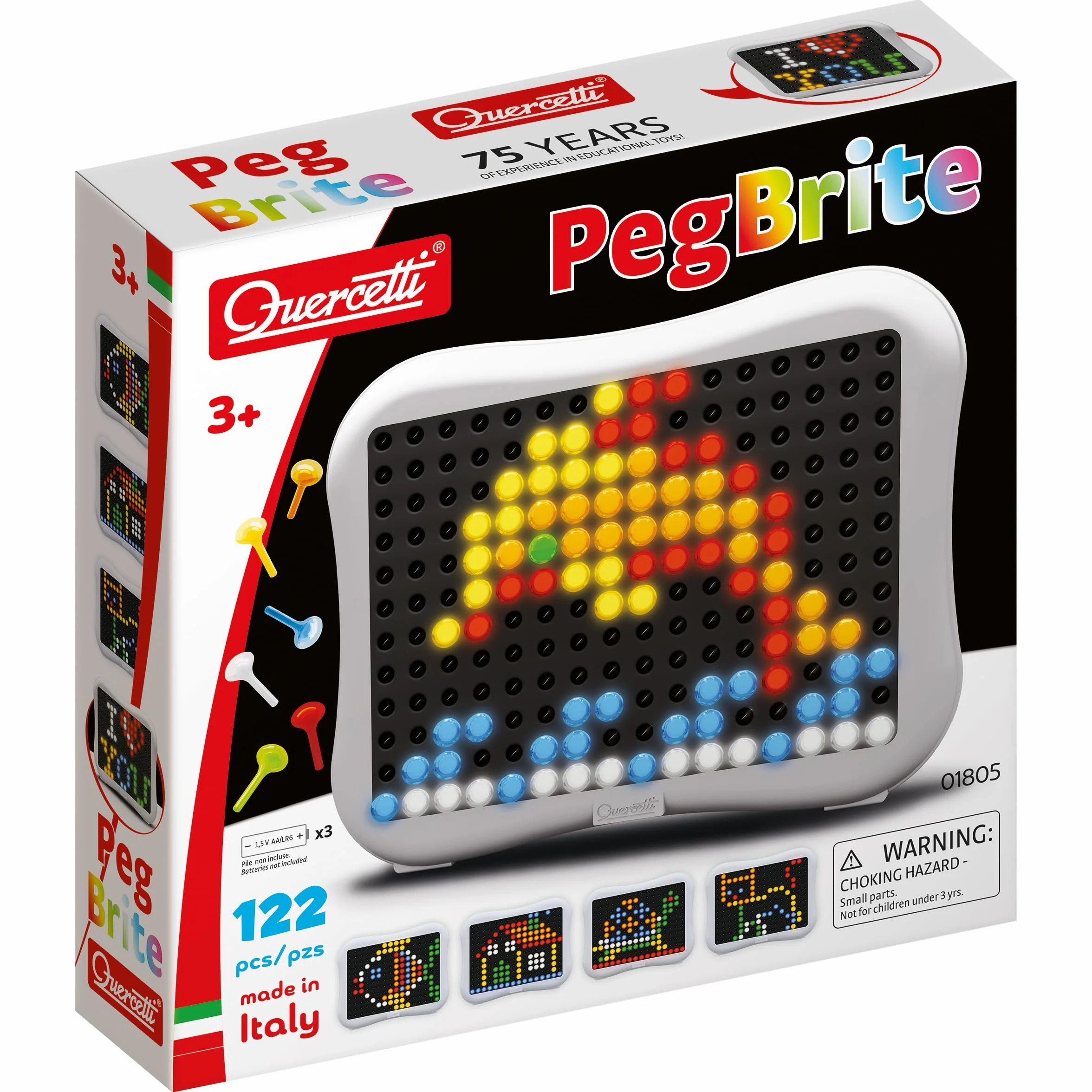 Quercetti 1805 – Peg Brite podświetlana gra wtykowa