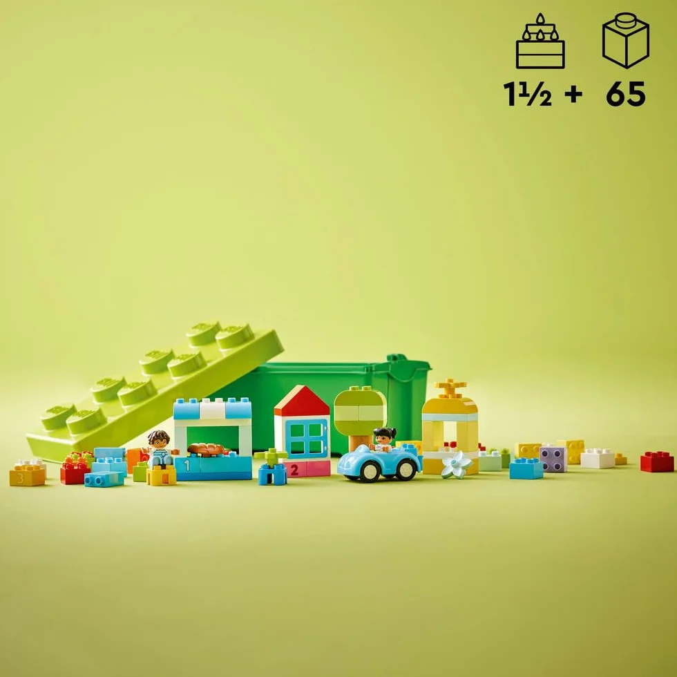 LEGO DUPLO Brick Box - Educational Stacking Toys for 1+ Year Old Boys & Girls - incl. Colourful Number Bricks, a Car & 2 Figures, plus Toy Storage - 10913