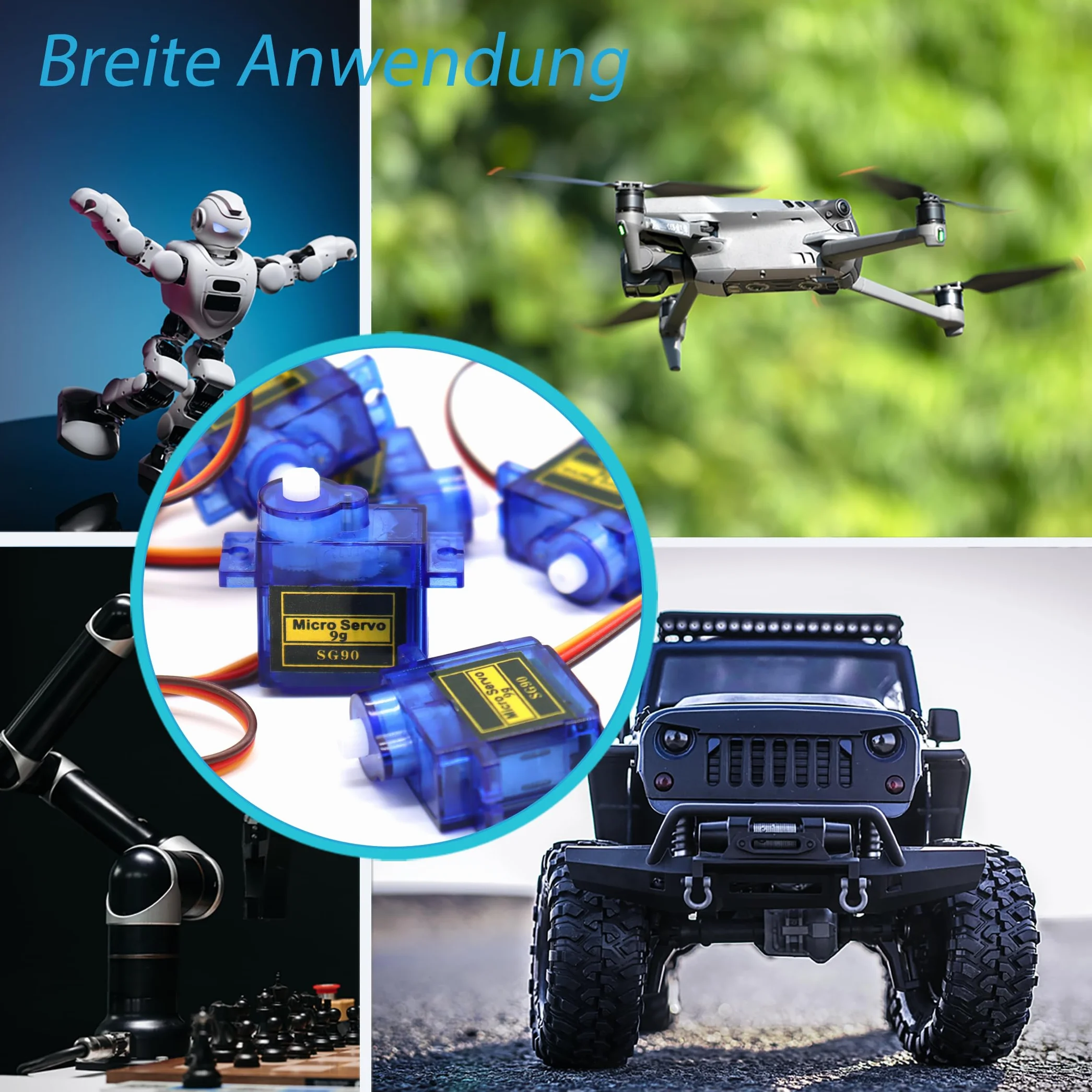 10 sztuk mikro serwomotorów 9 g, cyfrowe serwo samolotowe z małą przekładnią z tworzywa sztucznego, kąt skrętu 180°, odpowiednie do Smart RC Helicopter Car Aircraft Boat