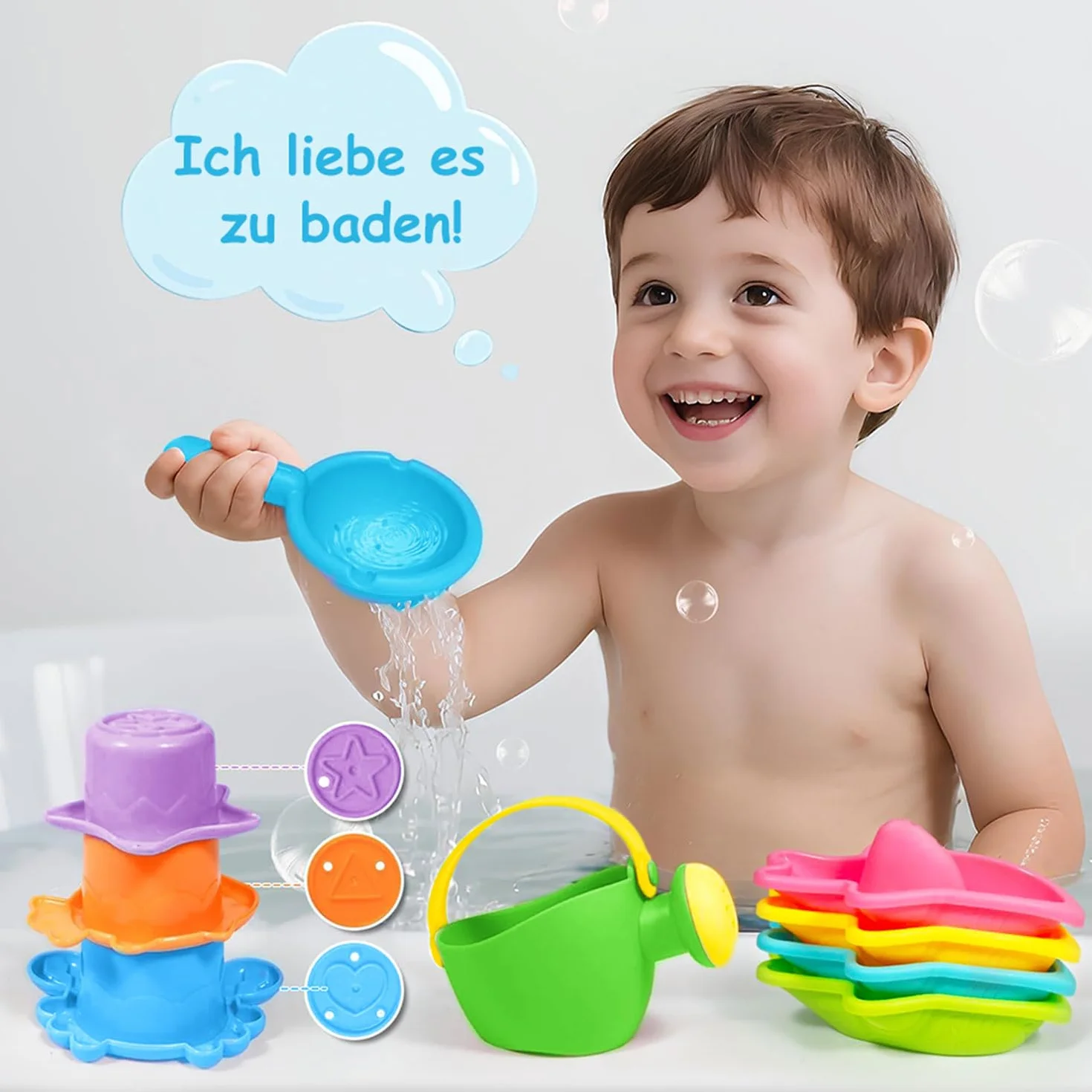 Voarge 10 sztuk zabawek do kąpieli dla dzieci, zabawka do kąpieli, dla dzieci od 1, 2, 3, 4 lat, zabawka do wody dla dzieci, zabawka na basen