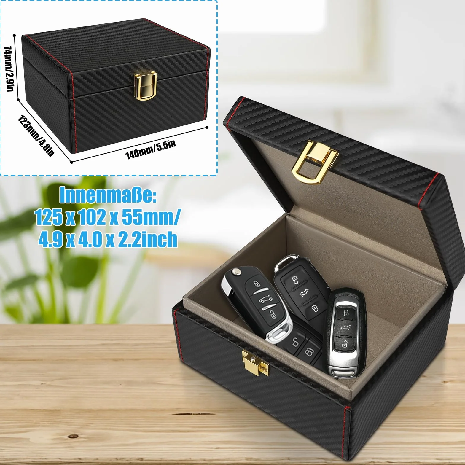 Diyife Keyless Go Faraday pudełko i sakiewka (2 czarne), na 5–7 kluczyków samochodowych, zabezpieczenie przed kradzieżą, blokada RFID, 14,0 × 12,3 × 7,4 cm