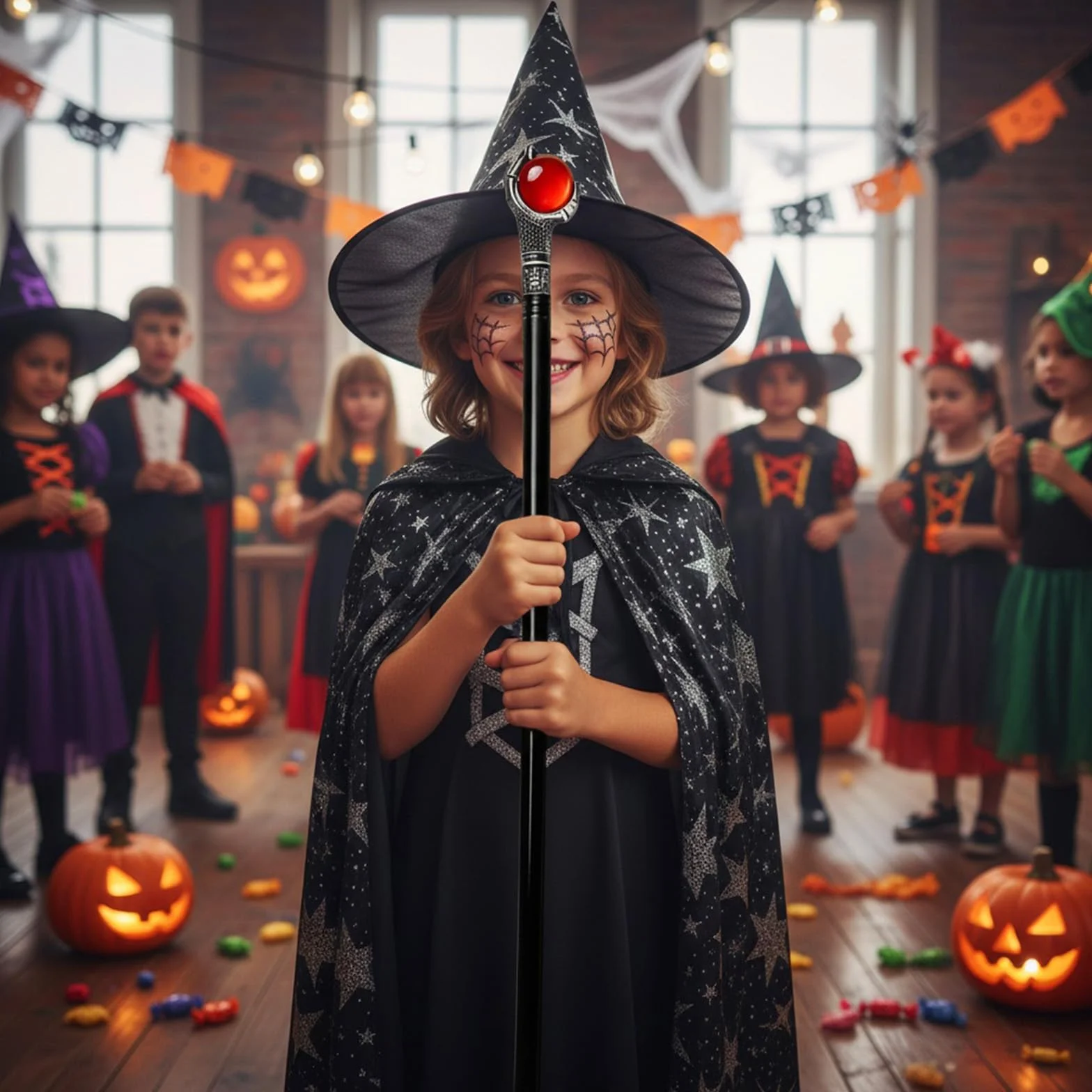 Magiczna różdżka Halloween 118 cm vintage berło gotyckie tworzywo sztuczne akcesoria kostiumów cosplay