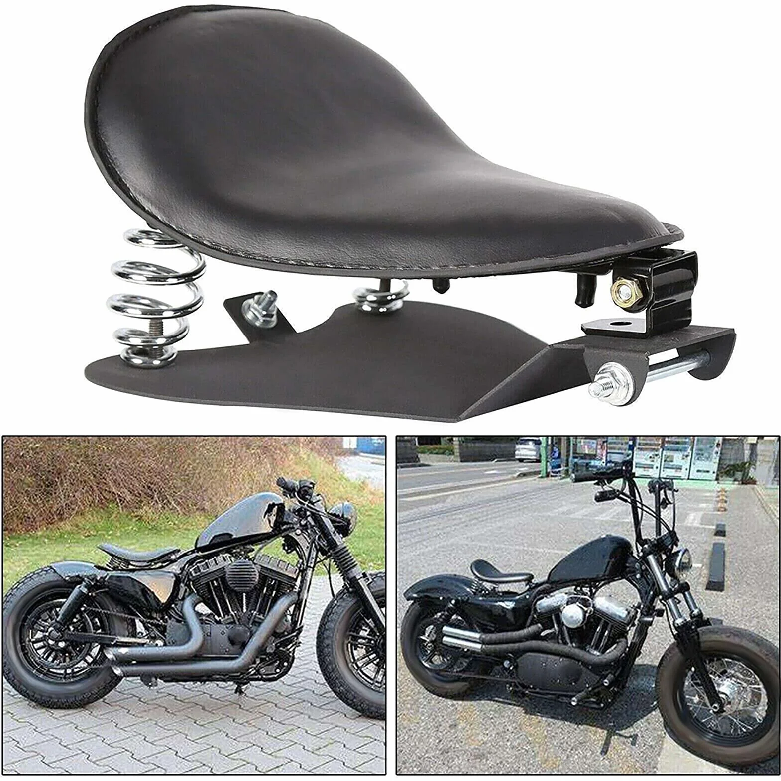 Płyta Podstawowa Siedziska Solo, Stalowa Sprężyna Siedziska Motocyklowego Zestaw Uchwytów Montażowych Wspornika Montażowego Stalowy Zamiennik Rozdrabniacza Bobber do Podstawy Siedziska Solo Wspornik