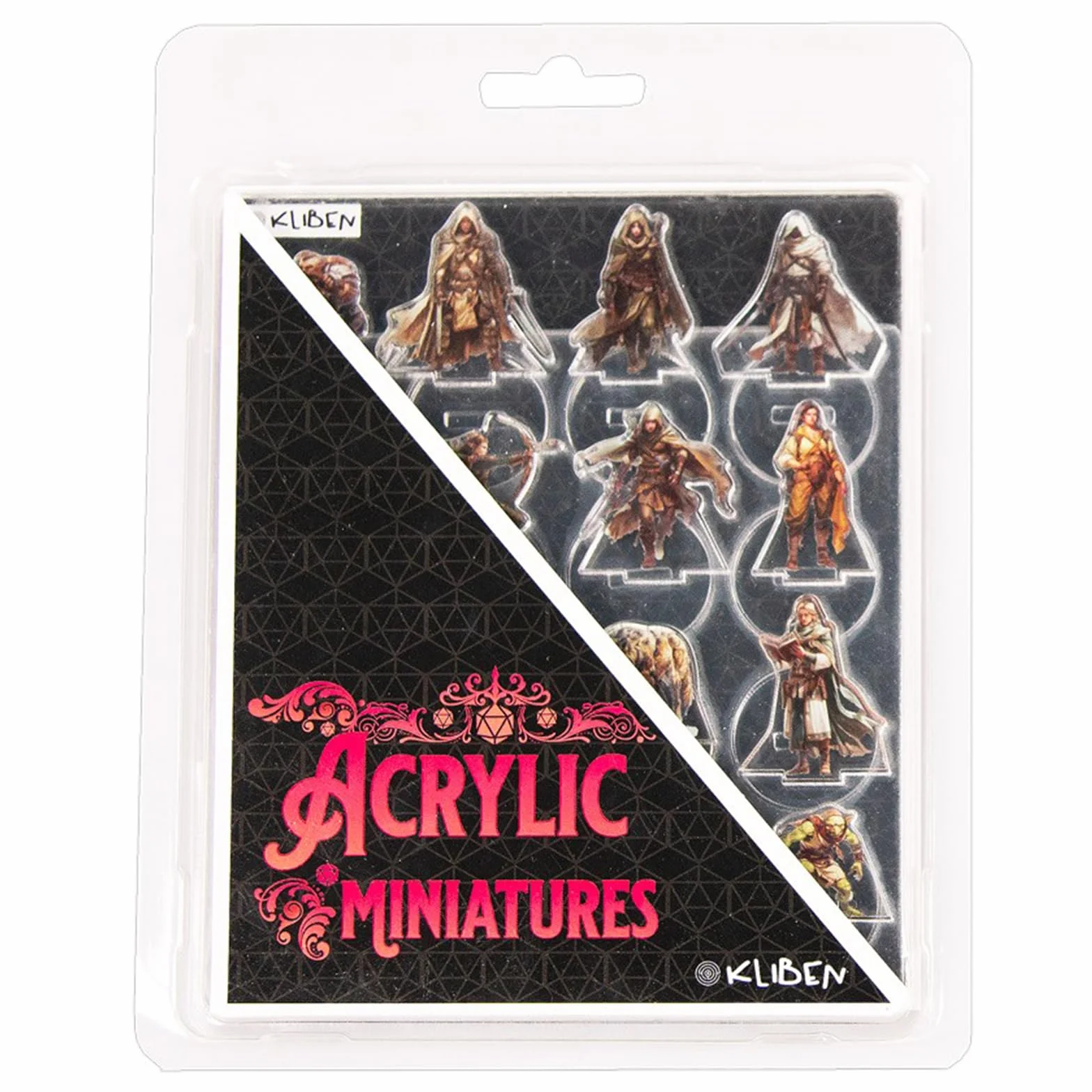 KLIBEN Zestaw 16 miniatur akrylowych dla DND Figurki 2D do Dungeons and Dragons Zestaw startowy D&D 5E Miniatury Plastikowe Role Akcesoria do odgrywania ról, takich jak Pathfinder, Prezenty dla graczy