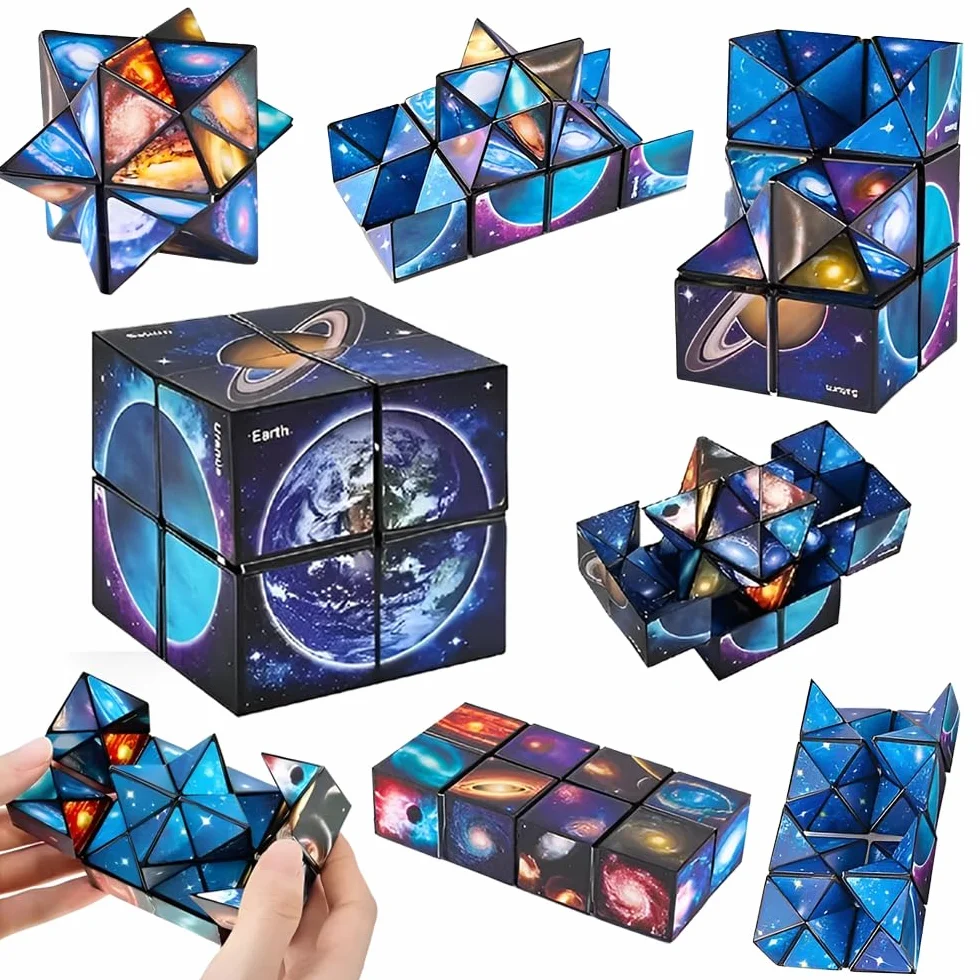 Star Sky Planet Cube 2 w 1 zestaw puzzli 3D, kostka nieskończoności, transformowalna kostka, dekompresja puzzle Cube, prezent dla dzieci, nastolatków, dorosłych