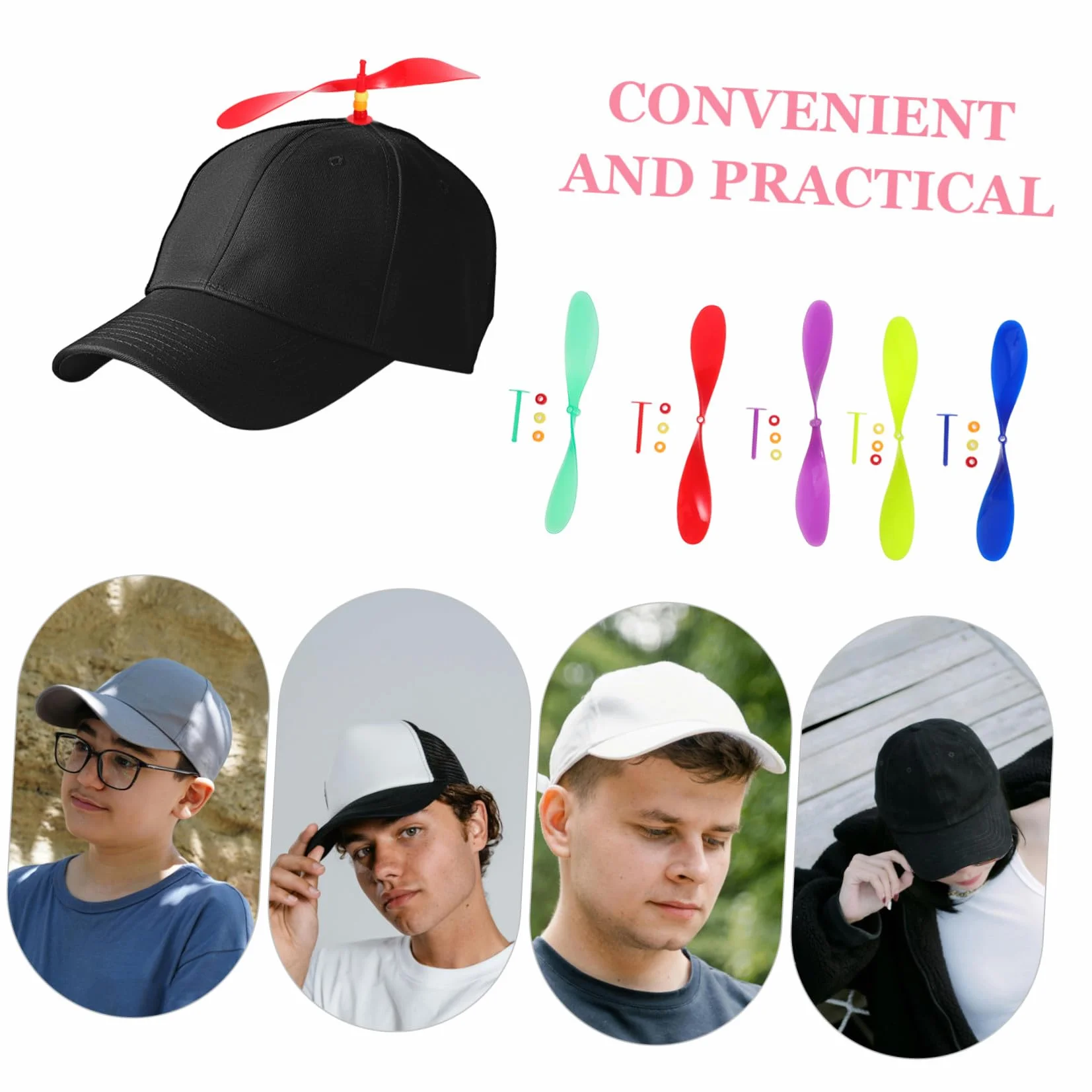 Toyvian 5 Szt. Częściowy Kolorowych Śmigieł Do Czapek Baseballowych Odpinane Śmigła Helikoptera Zabawny Dodatek Do Czapek DIY i Łatwy Montaż Idealny Imprezy i Codzienne Noszenie