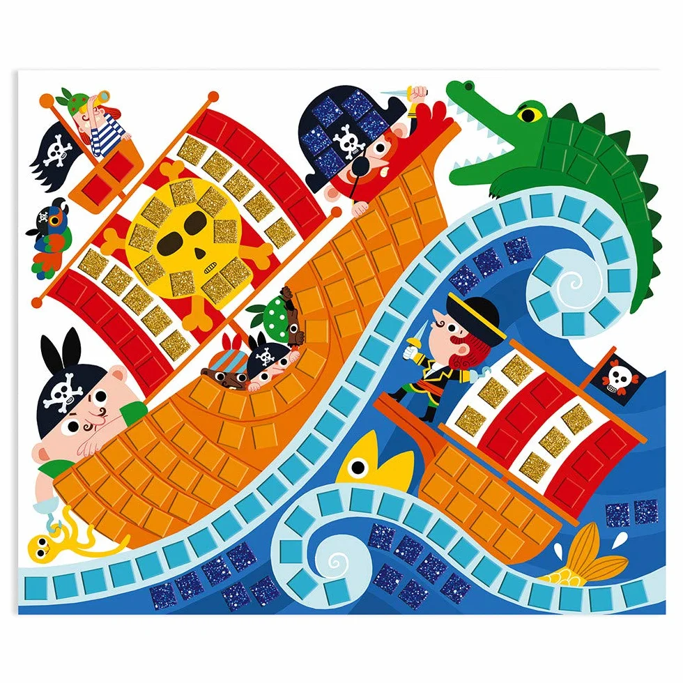 Janod - From 5 years old - Creative Kit - Pirate Mosaics - Calm Workshops - Creative Leisure - Dexterity and Concentration - J07897