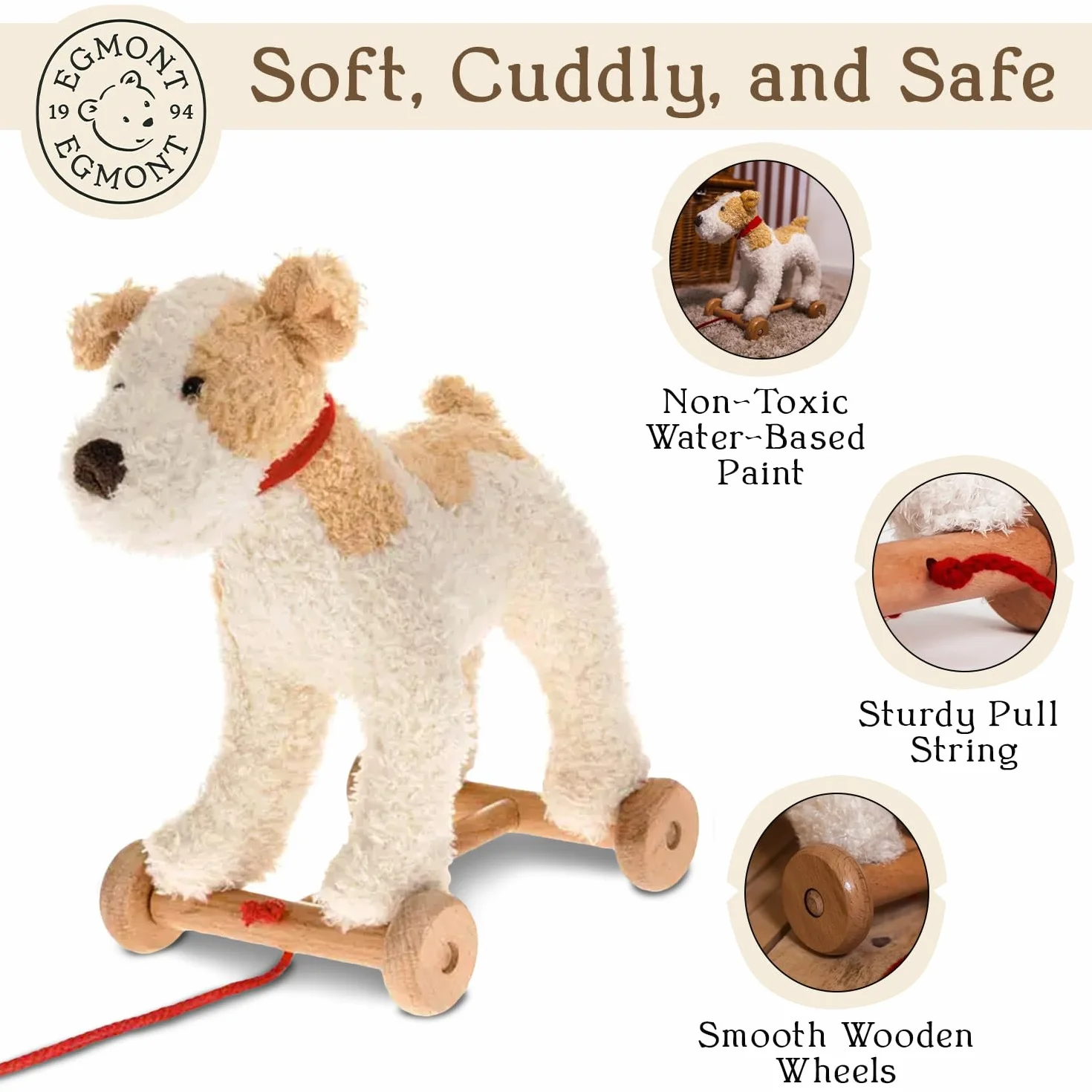 Egmont Toys Eliot Dog Wood Drag & Pluszowa Gra Dla Dziewcząt Od 12 Miesięcy, Wielokolorowy (591022)