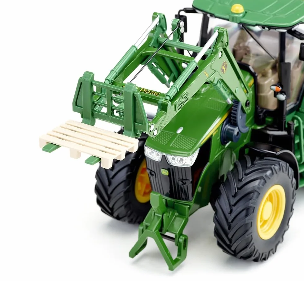 Siku 6795, John Deere 7310R Traktor z ładowaczem czołowym, Zielony, Metal,Tworzywo sztuczne, 1:32, Zdalnie sterowany, W zestawie pilot Bluetooth i akcesoria, Możliwość sterowania przez aplikację