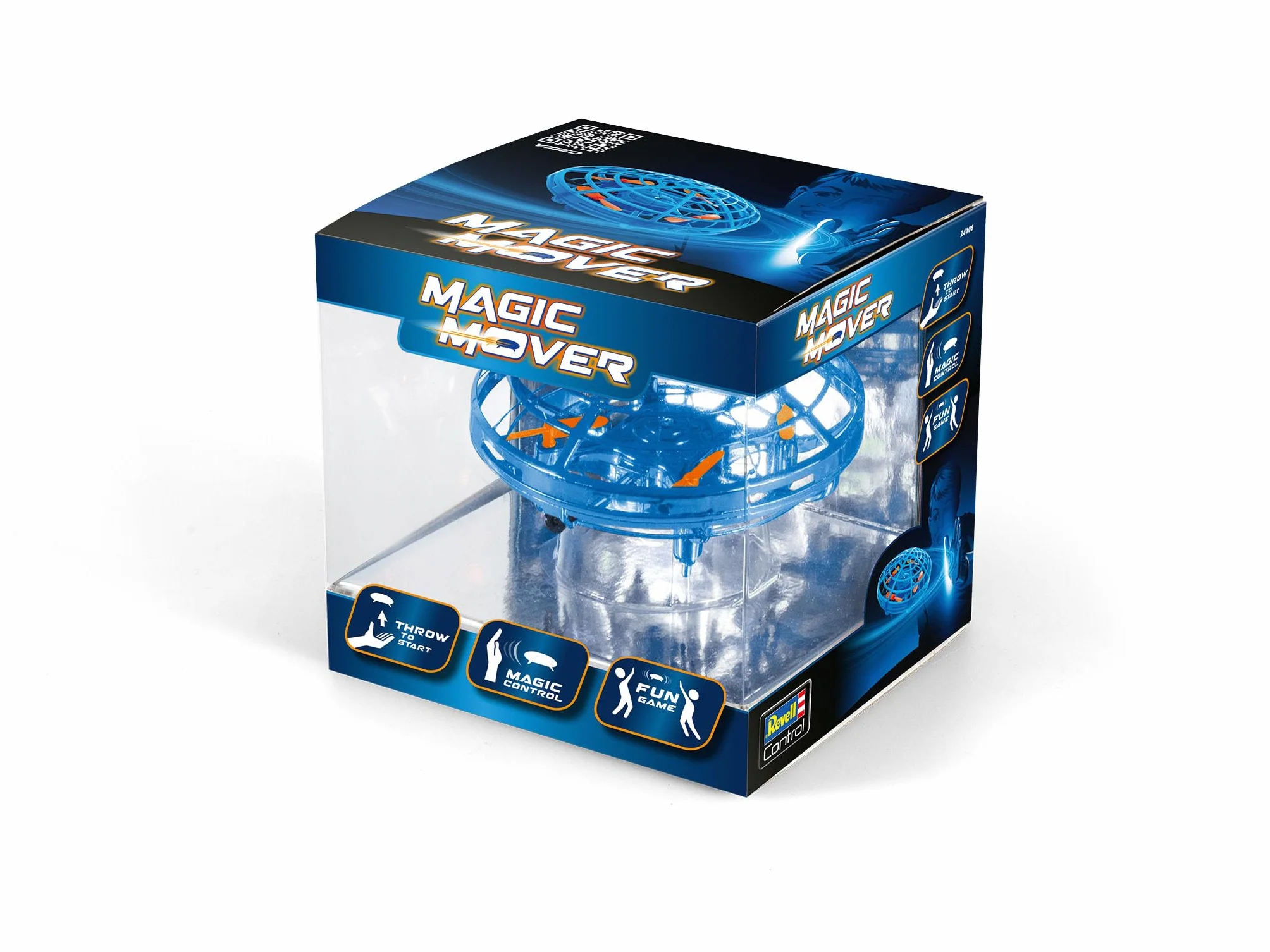 Revell Control Magic Mover niebieski I zabawny dron z funkcją startu rzucania, sterowanie mi rąk, wyposażony w trzy czujniki zapobiegające pękaniu IR, idealny do gier z przyjaciółmi