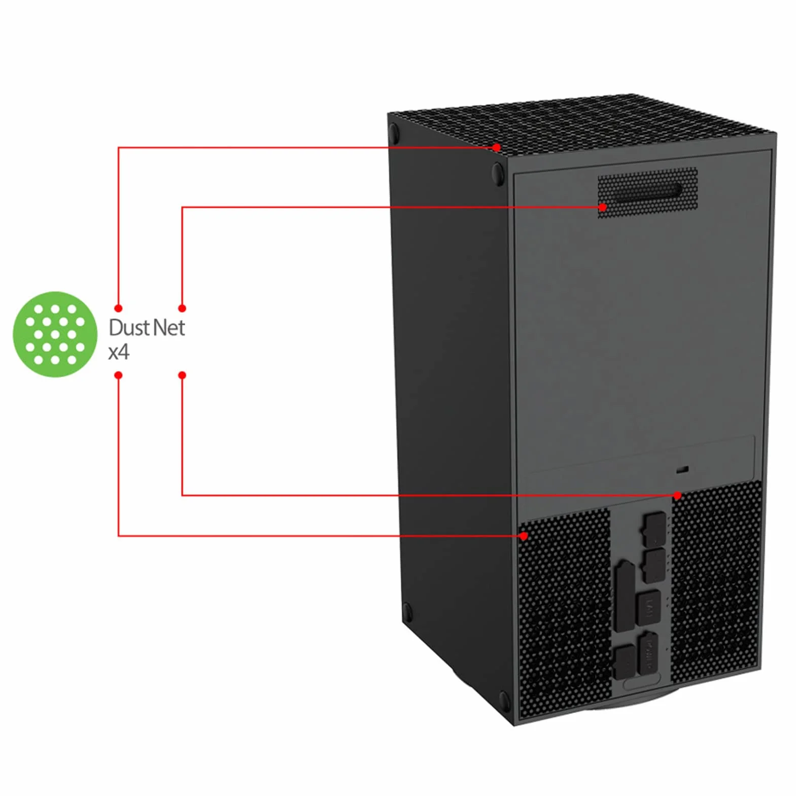 Filtr Przeciwpyłowy do Konsoli Xbox Series X, z Silikonowymi Zatyczkami Przeciwpyłowymi, Pokrywa Filtra Przeciwpyłowego Odpowietrznika Górna Obudowa Odporna na Kurz Pokrywa Filtra