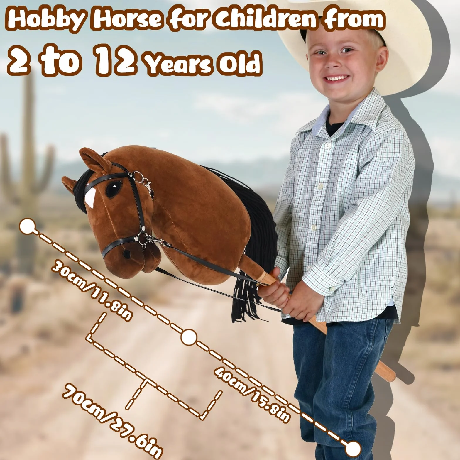 Hobby koń dla dzieci, koń na kiju, zabawka, koń z kaburą i wodami, drewniany koń, pluszowy koń, konik na kiju, do hobby horingu