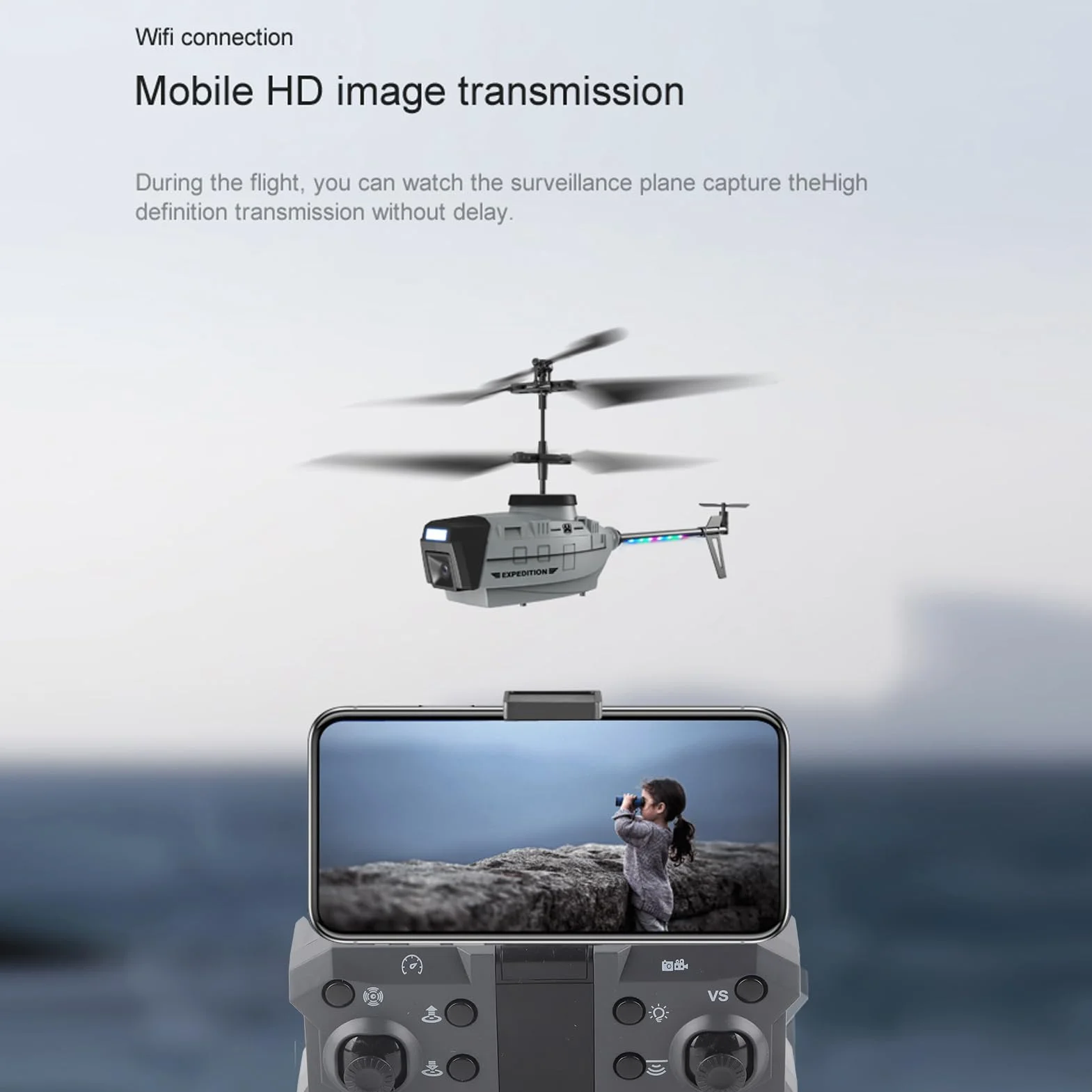 Helikopter RC Zdalnie Sterowany Helikopter z transmisją HD 4K Sterowanie Dotykowe z Dwoma Kamerami do Parku (3 Bateria)