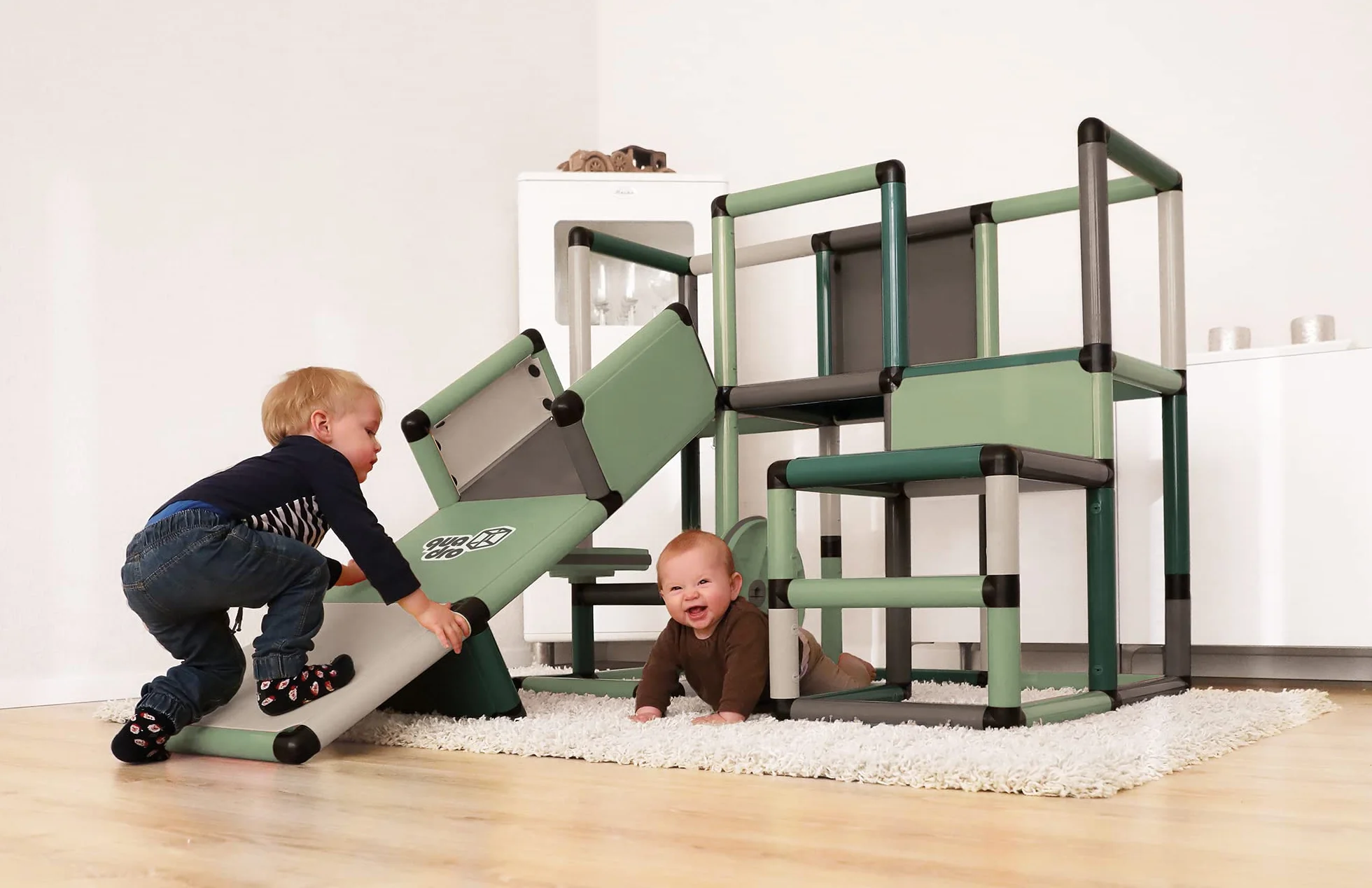Quadro Evolution Home zestaw modułowy do wspinaczki dla niemowląt i dzieci, 36 modeli, od 6 miesięcy, do użytku wewnątrz i na zewnątrz, certyfikat TÜV, miętowy