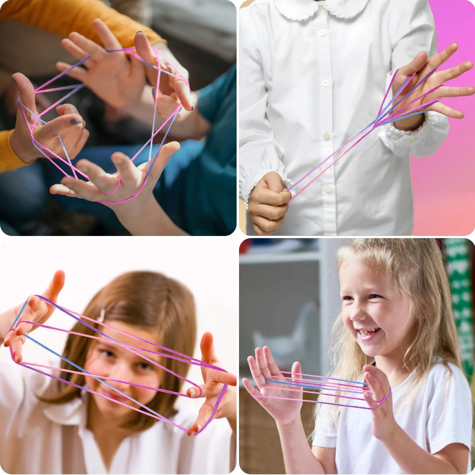 Cikyner Finger Twist, 8 sztuk gier na palce, długość 2 m, średnica 2 mm, dla dzieci, z instrukcją obsługi (może nie być dostępna w języku polskim), poliester, kolorowy, idealny prezent dla dziewcząt i