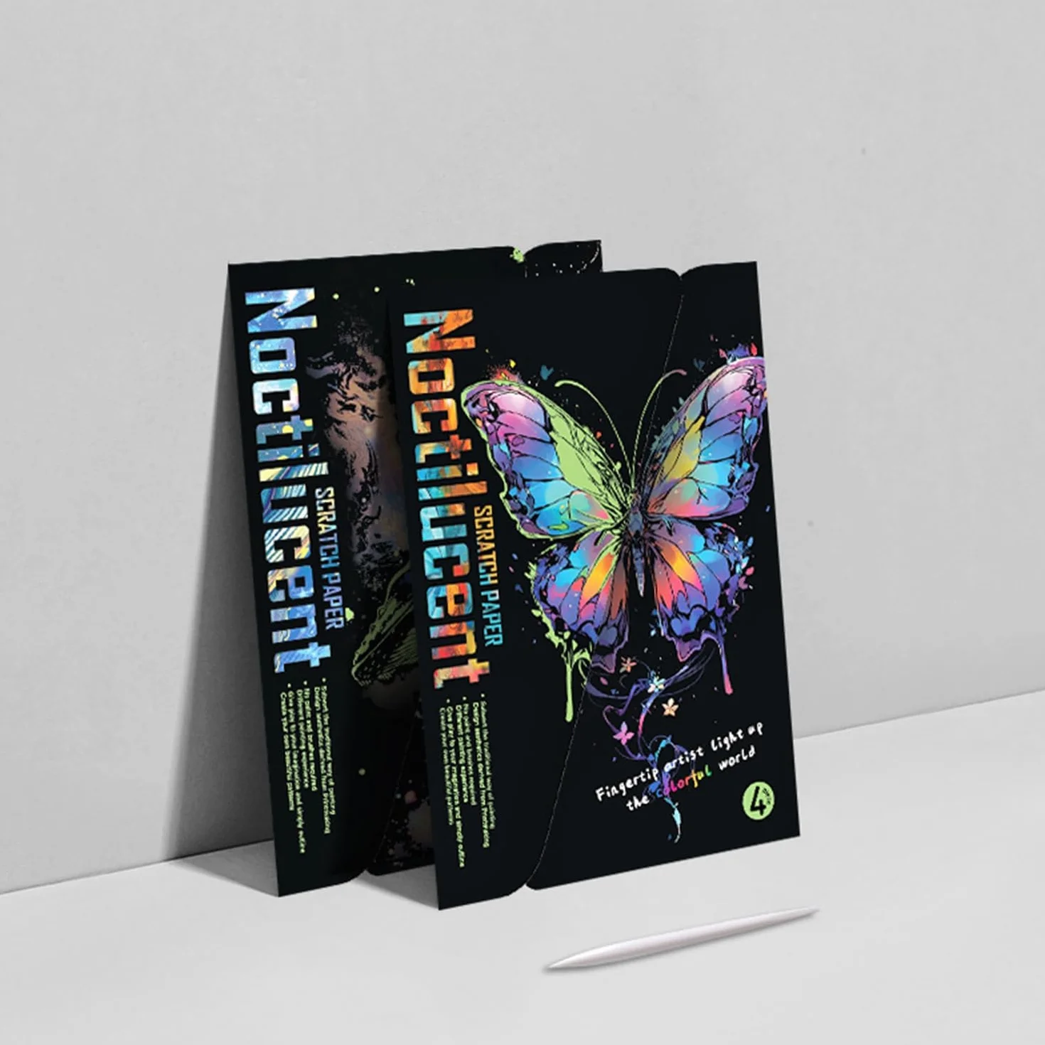 Georgie Porgy Zestaw obrazków do zdrapywania dla dzieci i dorosłych, Magic Rainbow A4, papier do zdrapywania na Boże Narodzenie, urodziny, z zestawem narzędzi do zdrapywania (świecący w nocy motyl +