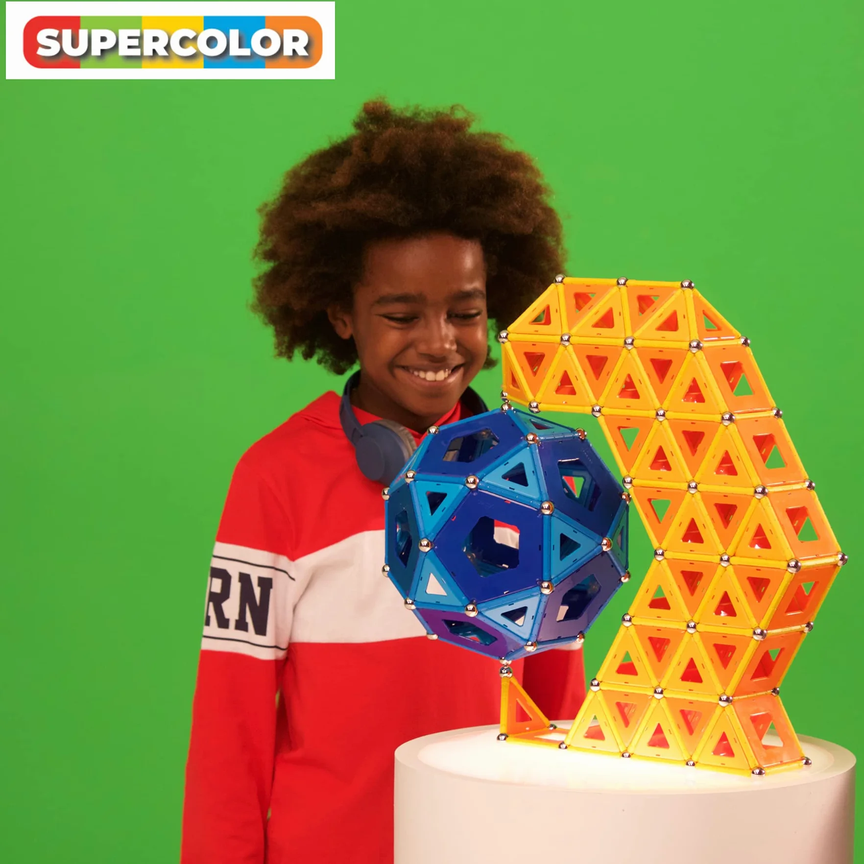 Geomag - Supercolor - Superkolorowe Magnetyczne Klocki dla Dzieci, Zabawka Magnetyczna, Gra Edukacyjna, Green Collection, 100% Plastiku z Recyklingu, 52 sztuk