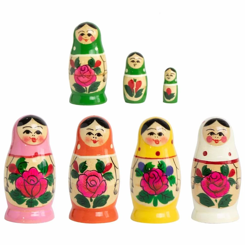 Rossijanochka Matrioszka 7 cm – 3 drewniane lalki – różne motywy