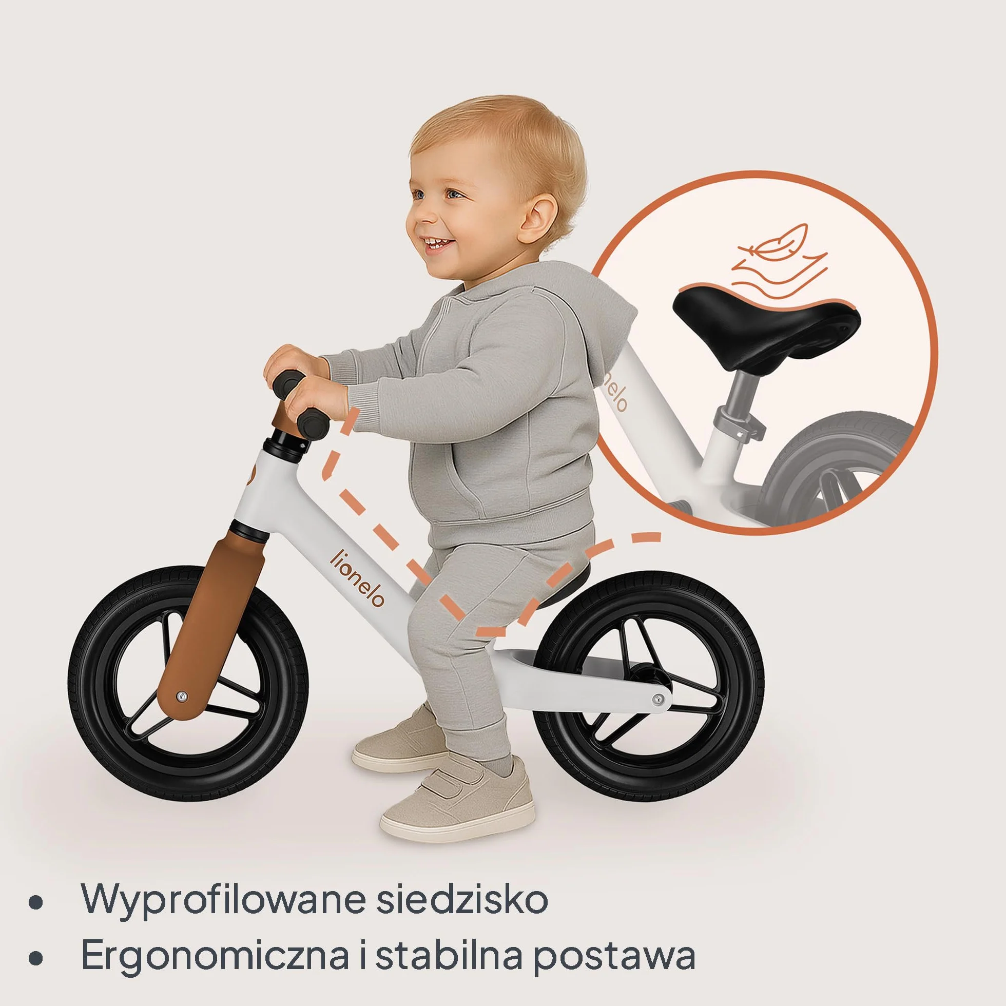 Lionelo Toni dziecięcy rowerek biegowy od 18 miesięcy do 30 kg, gumowe koła PU 25 cm, podnóżek, kosz, regulowane siedzisko i kierownica, antypoślizgowy uchwyt, lekki 2,3 kg, dzwonek