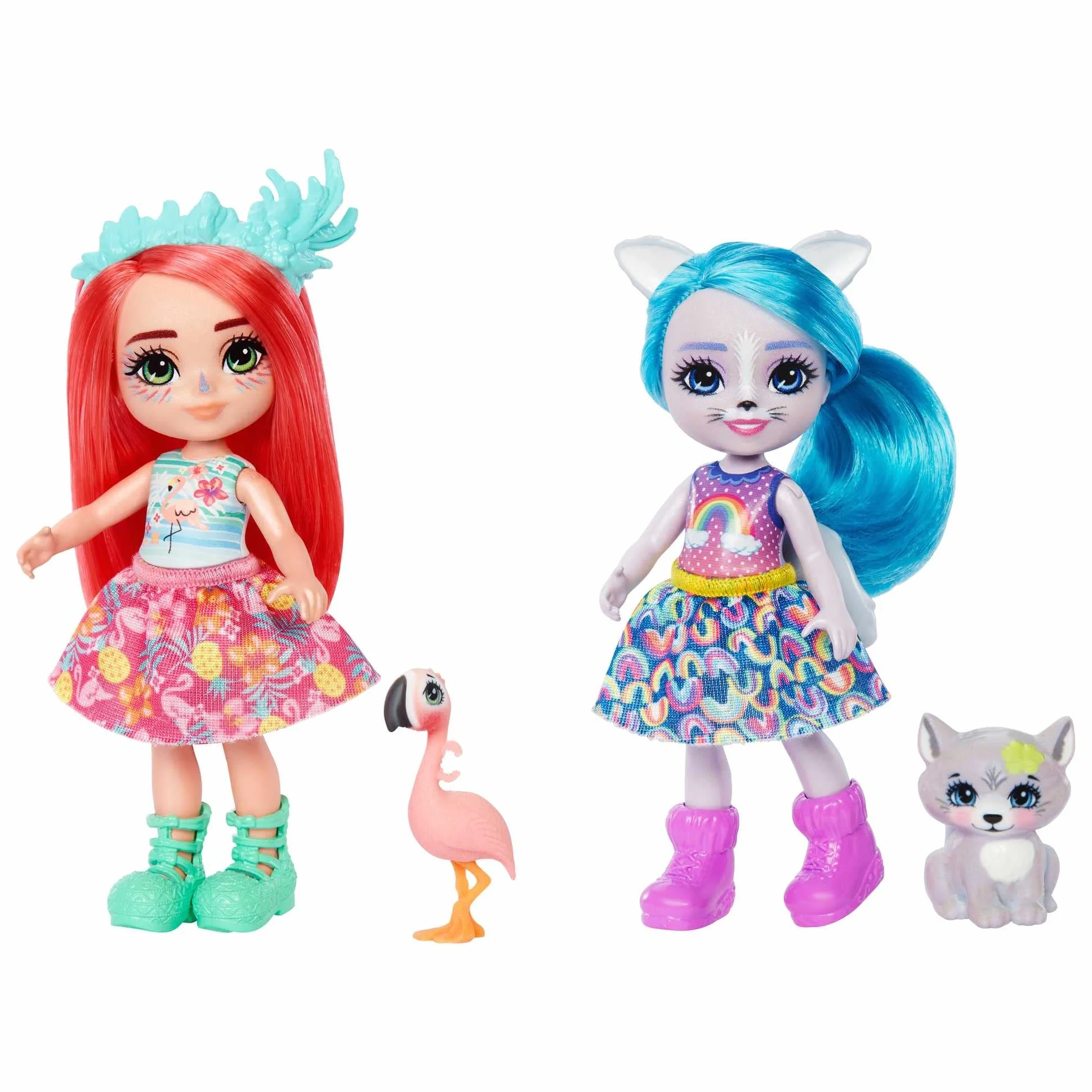 Enchantimals Carmel Cat Rodzinka kotków Zestaw do zabawy z 3 lalkami, 3 figurkami kotków, ponad 10 elementów, prezent dla dzieci od 4 roku życia, HHC11