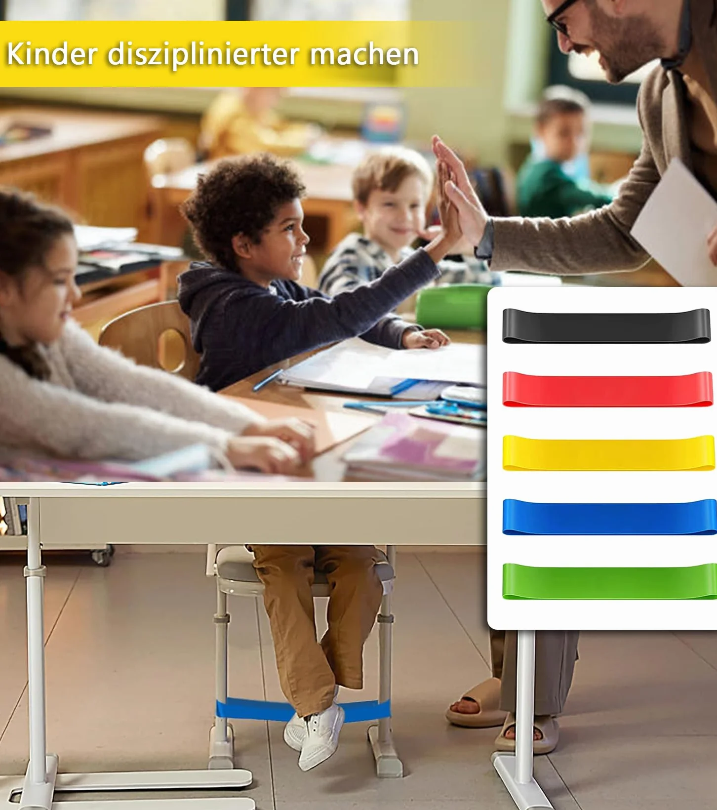 10 sztuk taśm na krzesło dla dzieci z ADHD – elastyczne taśmy fidget do szkoły i domu – idealne do huśtawek stóp, ADHD i autyzmu