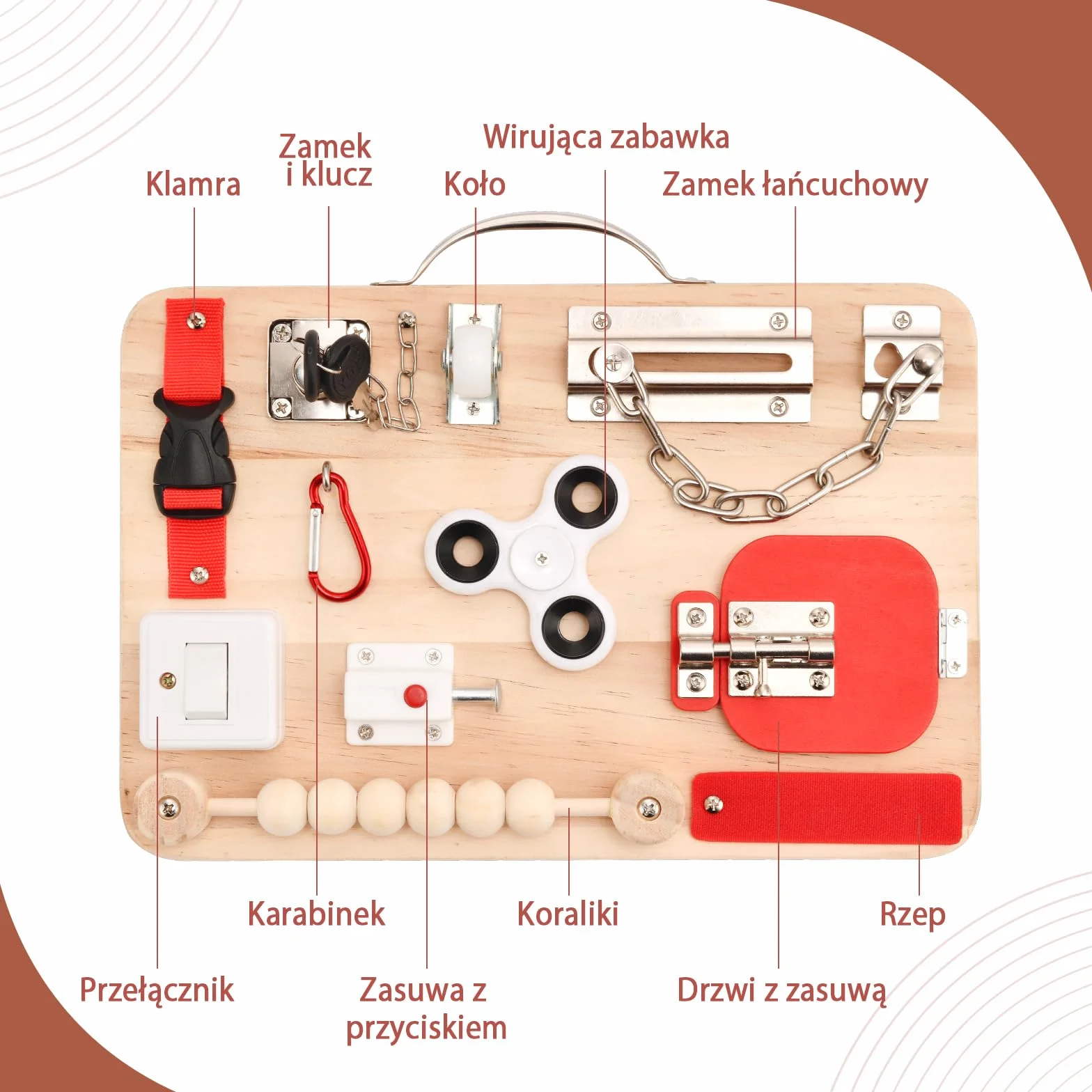 Tablica manipulacyjna i sensoryczna zabawka dla seniorów, osób z demencją, ADHD czy autyzmem – Międzypokoleniowa tablica zajęciowa do treningu motoryki drobnej i budzącej wspomnienia