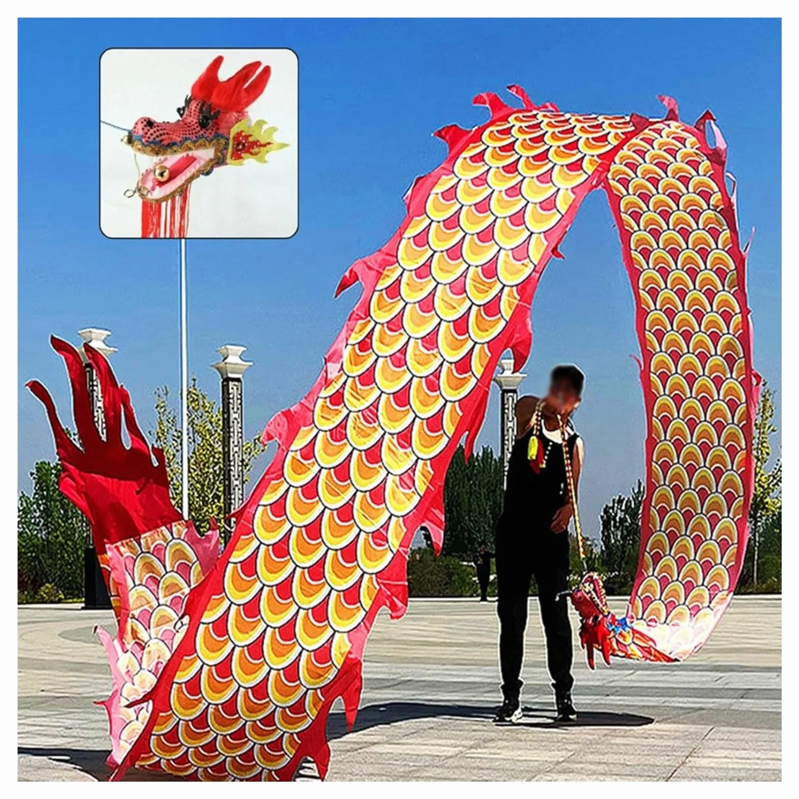 Wąż taneczny Wstążka fitness Dragon Poi wielokolorowa różne rozmiary 6M 8M 10M(Red,8M)