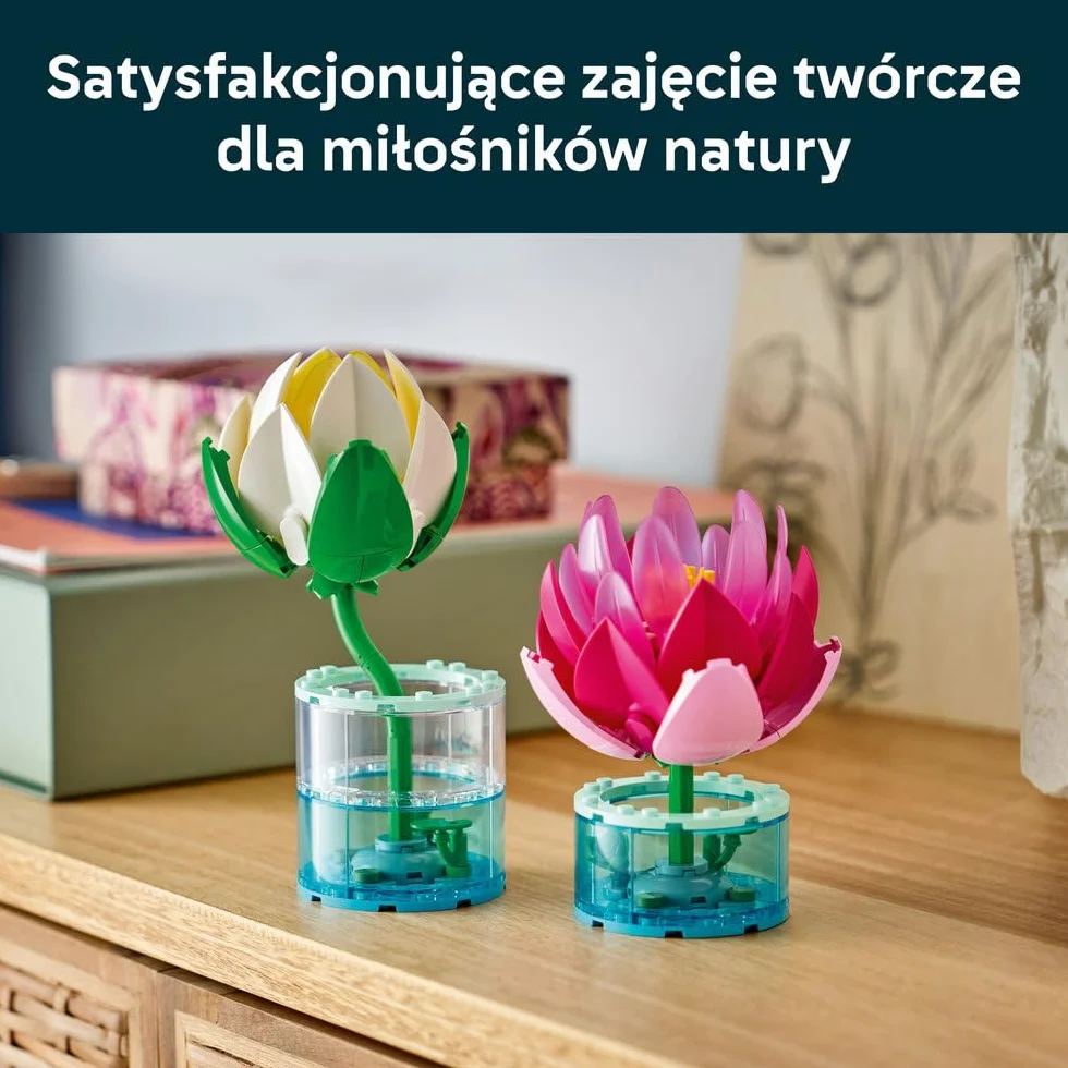 LEGO Botanicals Lilie wodne, zestaw konstrukcyjny dla dzieci, kwiatowa dekoracja, dwie lilie wodne z wazonami, pomysł na prezent na urodziny dla dziewczynki i chłopca od 9 lat 11511