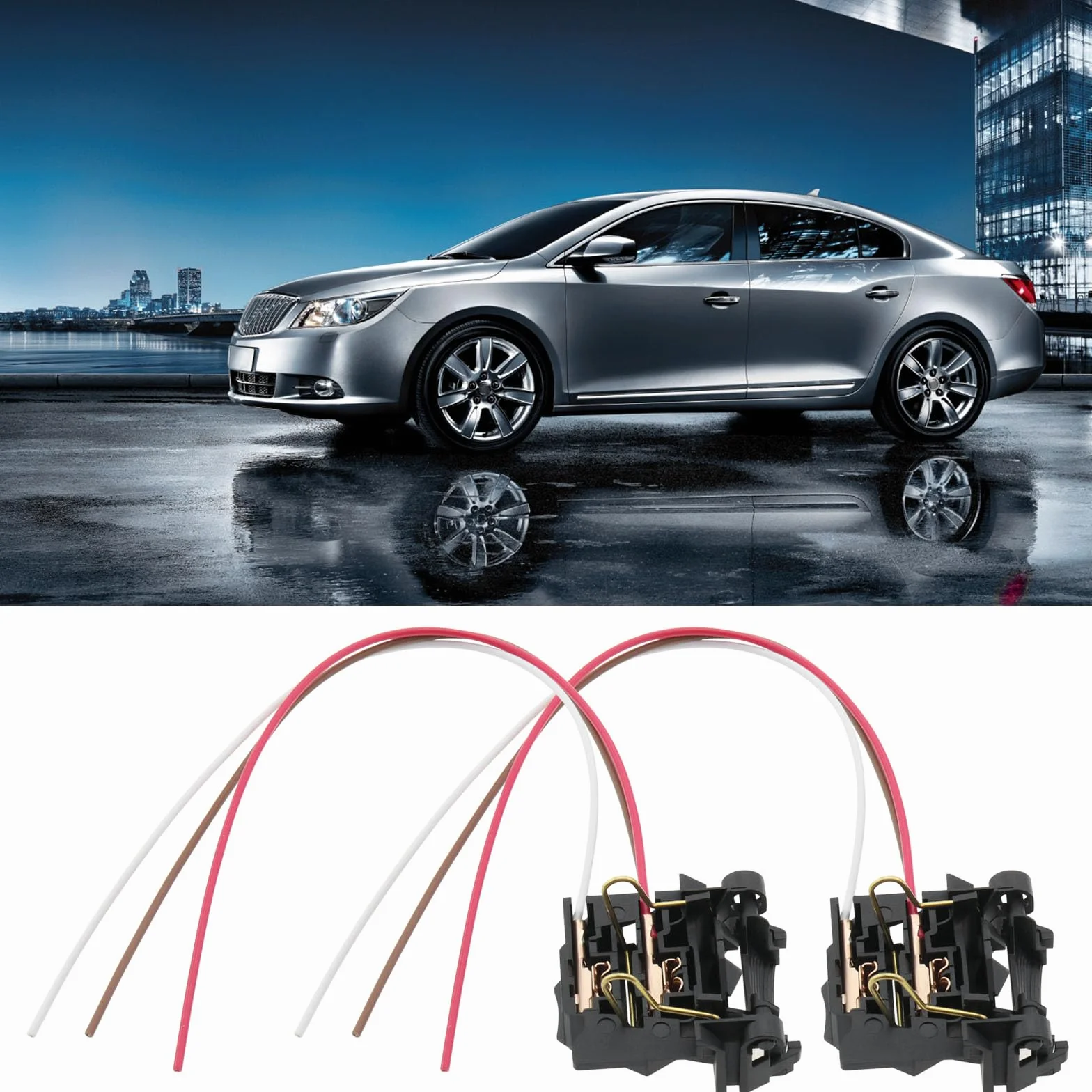 2SZT. Adapter do żarówki reflektorów H7 z okablowaniem kompatybilny z Ford Focus 2 MK2 kompatybilny z Focus 3 MK3 z 20 cm kablem, kolor czarny