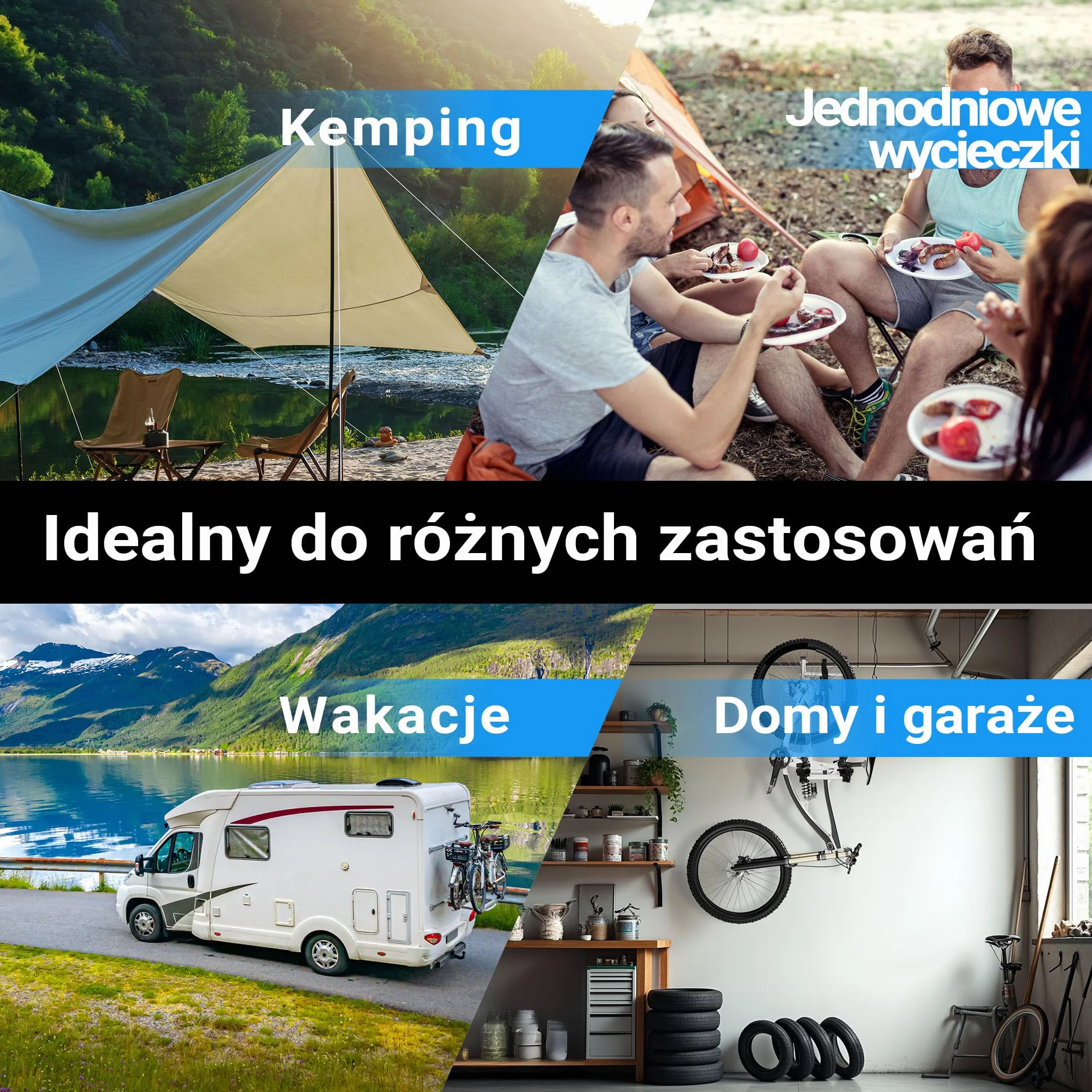 Wiltec Bagażnik na 2 rowery do montażu na drabince kampera, maks. nośność 30 kg, z aluminium i TPR, składana konstrukcja