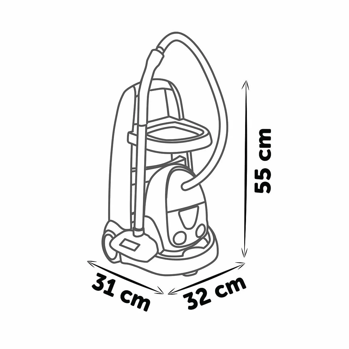 Smoby 7600330316 Wózek do sprzątania z odkurzaczem z dźwiękiem, mop, szufelka, zmiotka, wiaderko, 31x32,1x55,2 cm
