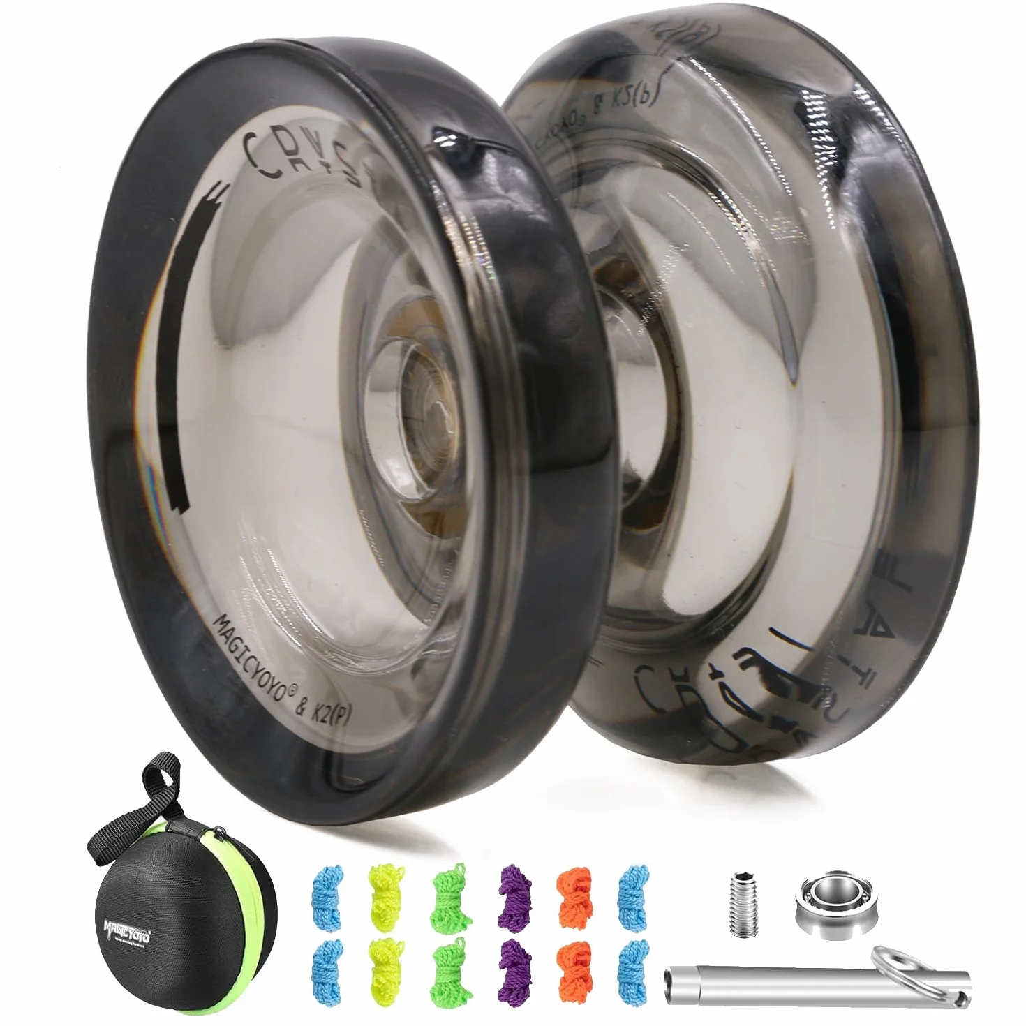 MAGICYOYO K2 Yoyo dla początkujących dzieci, responsywny Yoyos Pro z niereaktywnym zestawem łożysk, końcówki do obracania palcami, Yo Yo Ball z 12 strunami Yoyo, czarny